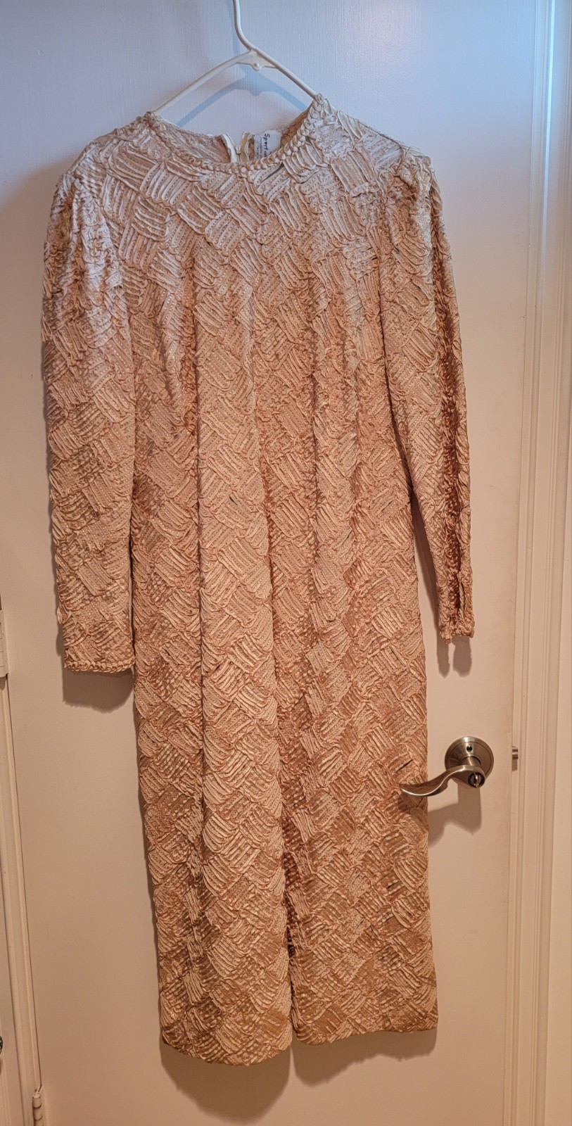 1980s Dress Beige Ribbon 80s’Size M/L