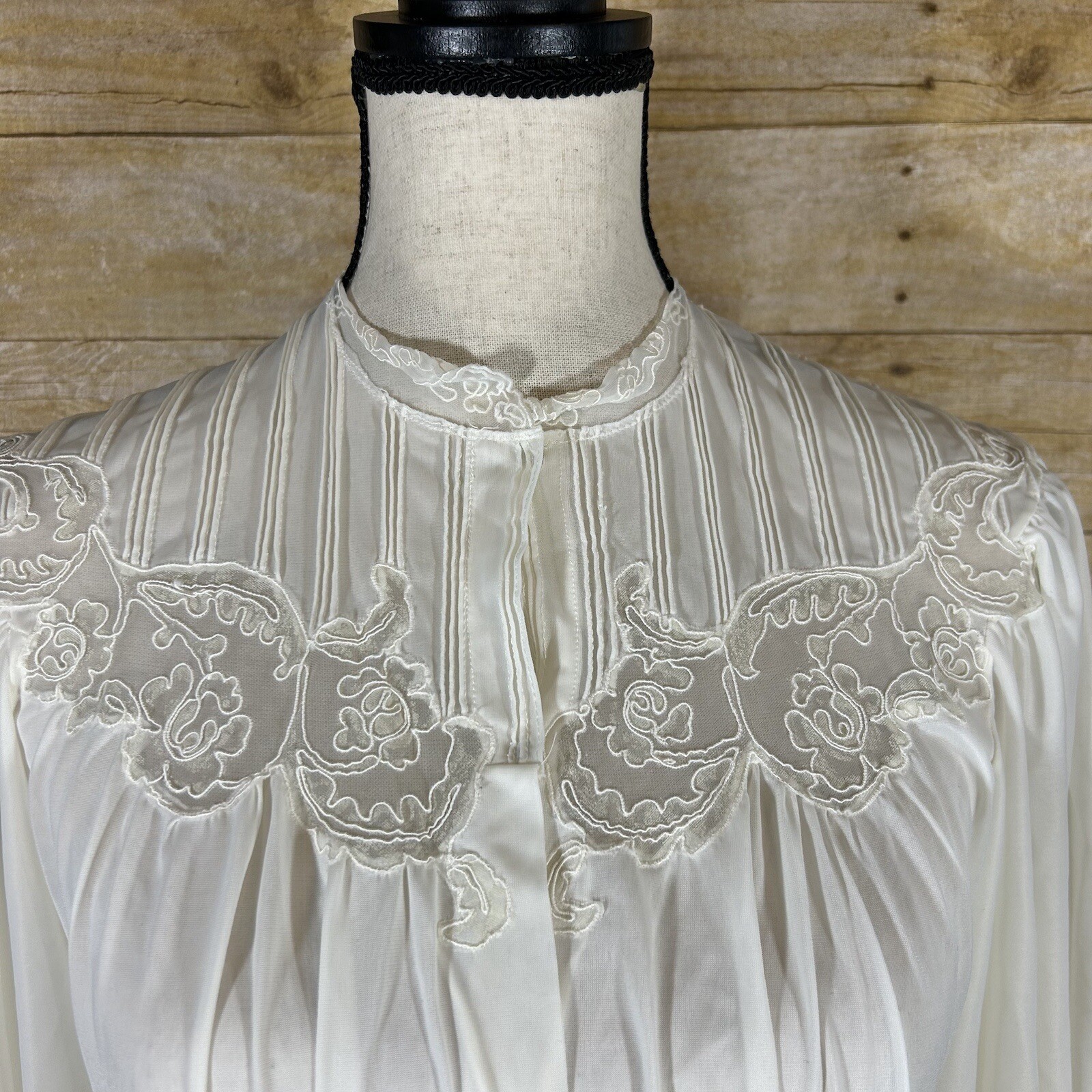 Vintage Lady Leonora Womens Bridal Dressing Gown Peignoir Robe Cream 12 Nylon