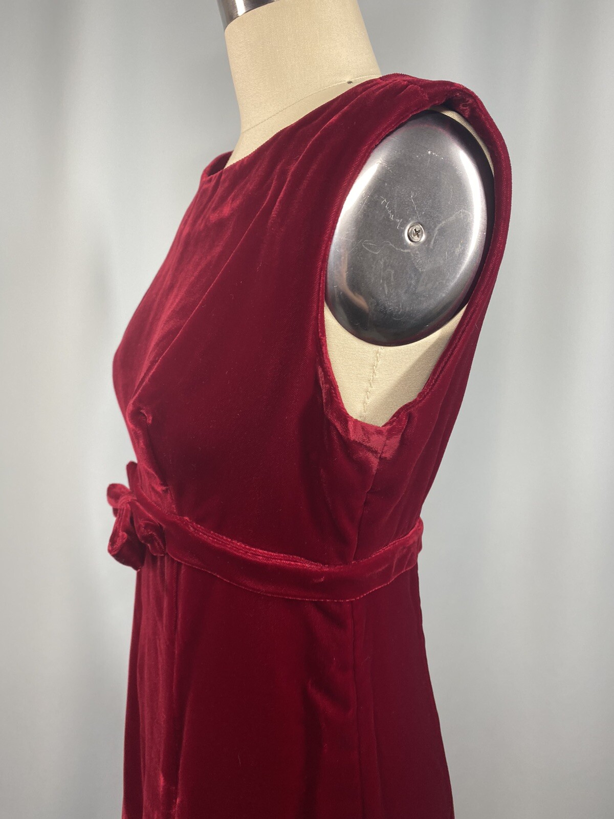 Vintage Dress SIZE SMALL red velvet long maxi heart valentines 60s 70s sheath