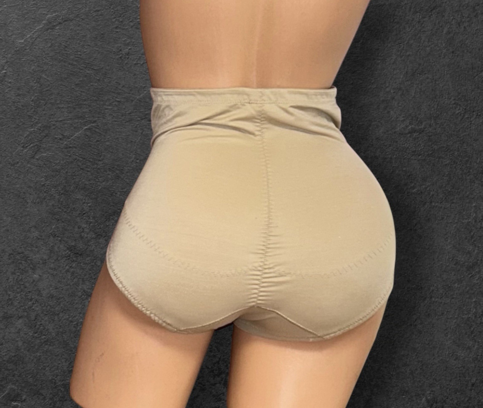 FLEXEES Beige High Waisted Embroidery Nylon Panties Women’s L