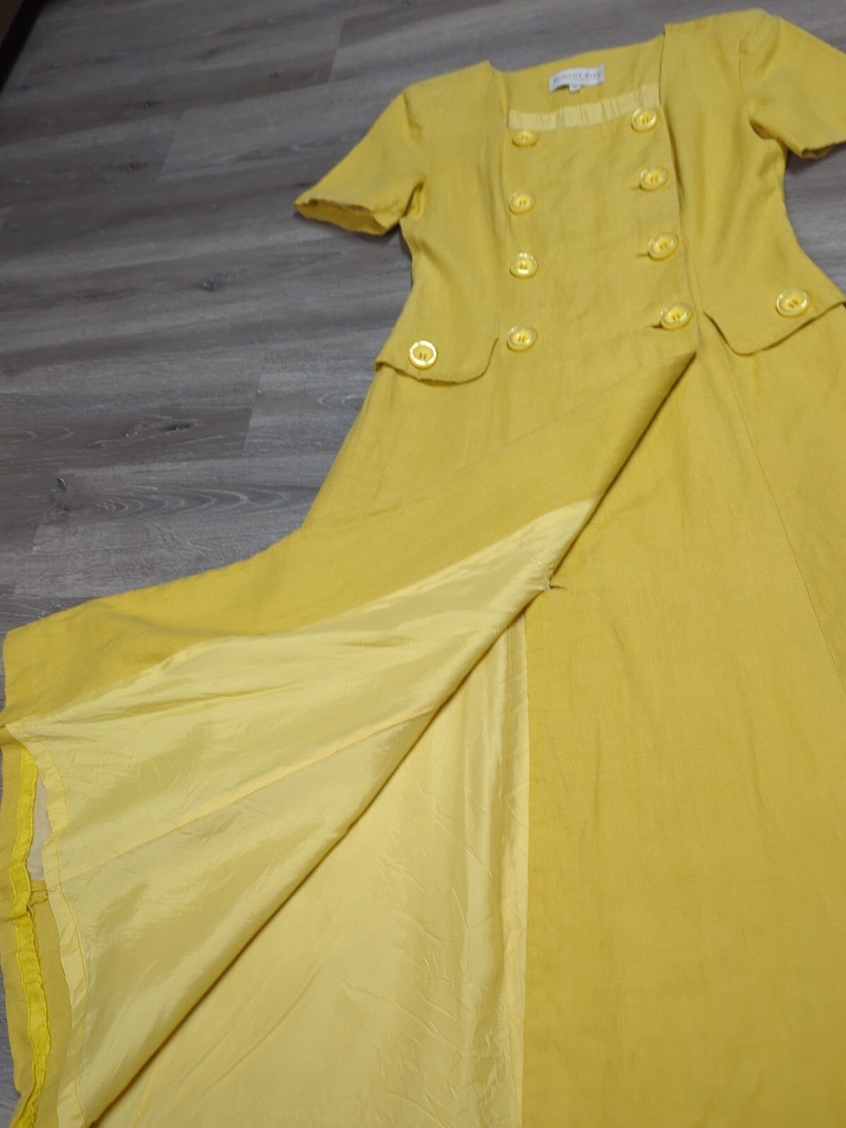 Vintage Robert Riel 100% Linen Coat Dress Size 4 Double Breasted Button Up USA