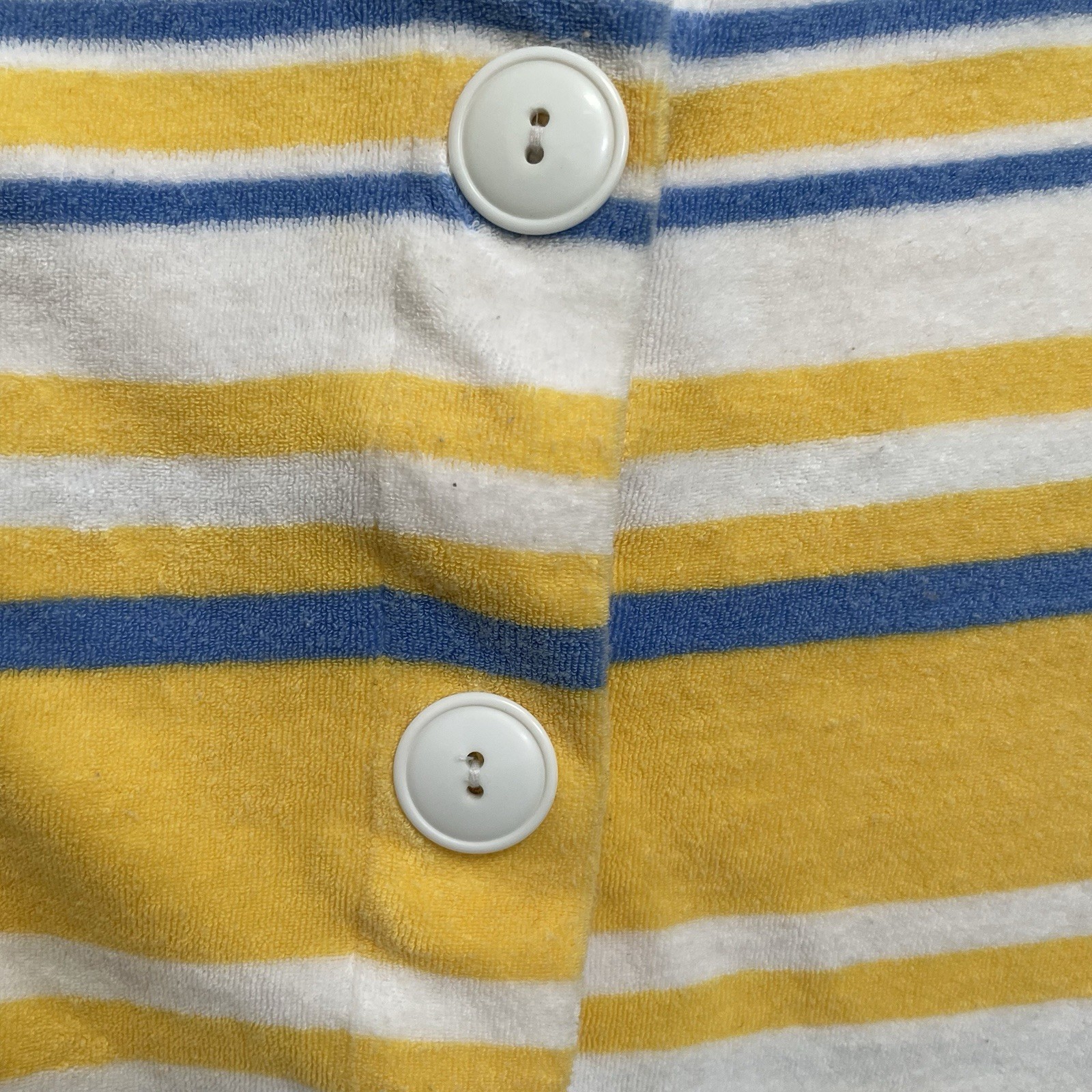 Vtg SPA 70s 80s Terry Cloth Cover Up Dress Medium Yellow Blue Striped Beach Pool