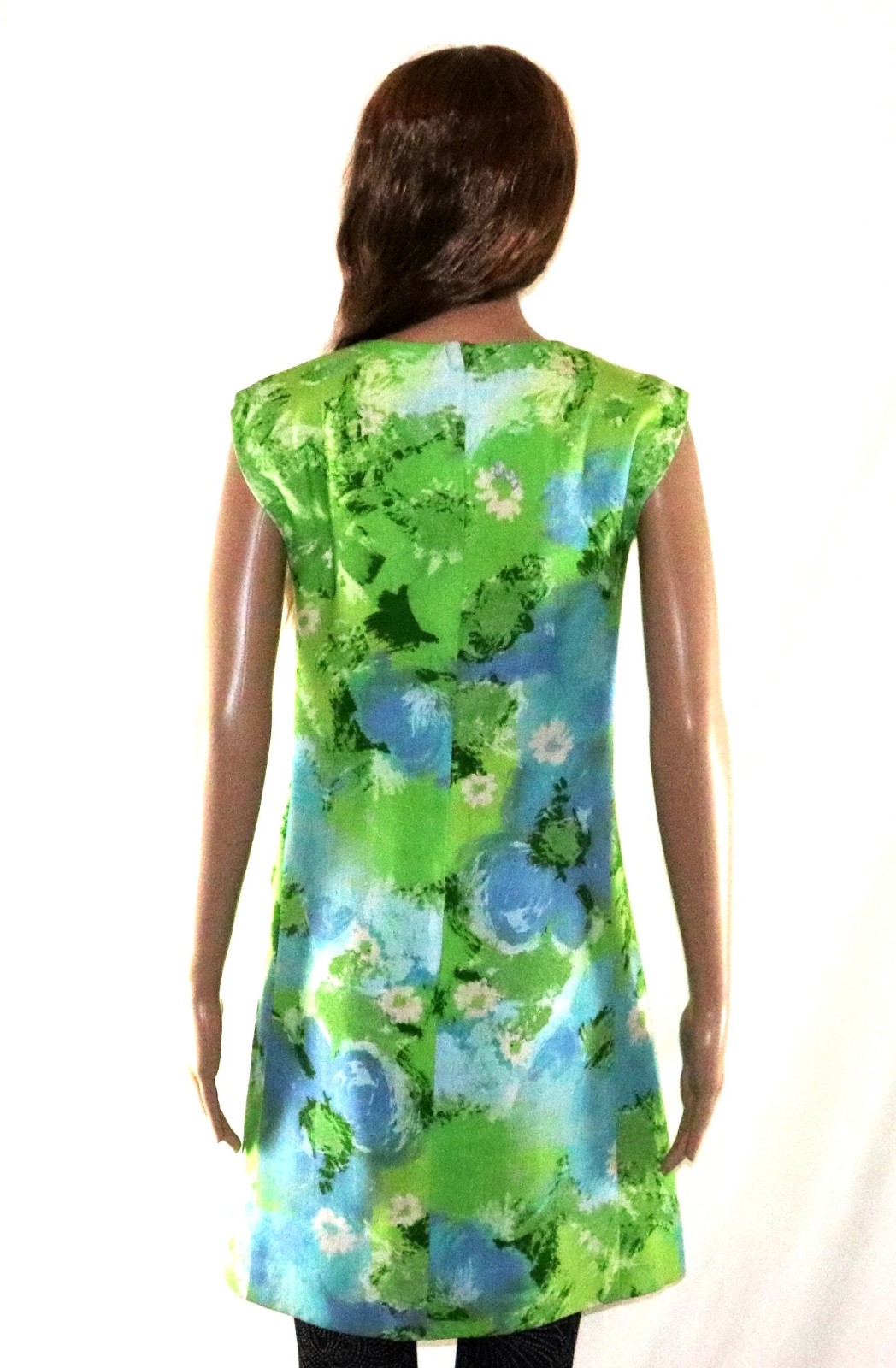 Vintage 60s-70s – ALEX COLMAN of California Mod Green Yellow Blue MIni-Dress