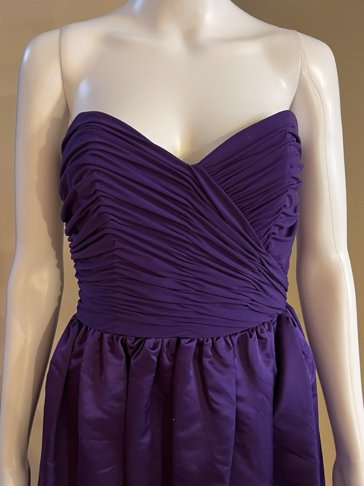 VICTOR COSTA Size 4 Silk Satin Royal Purple Strapless Gown Vintage 80’s RARE EUC