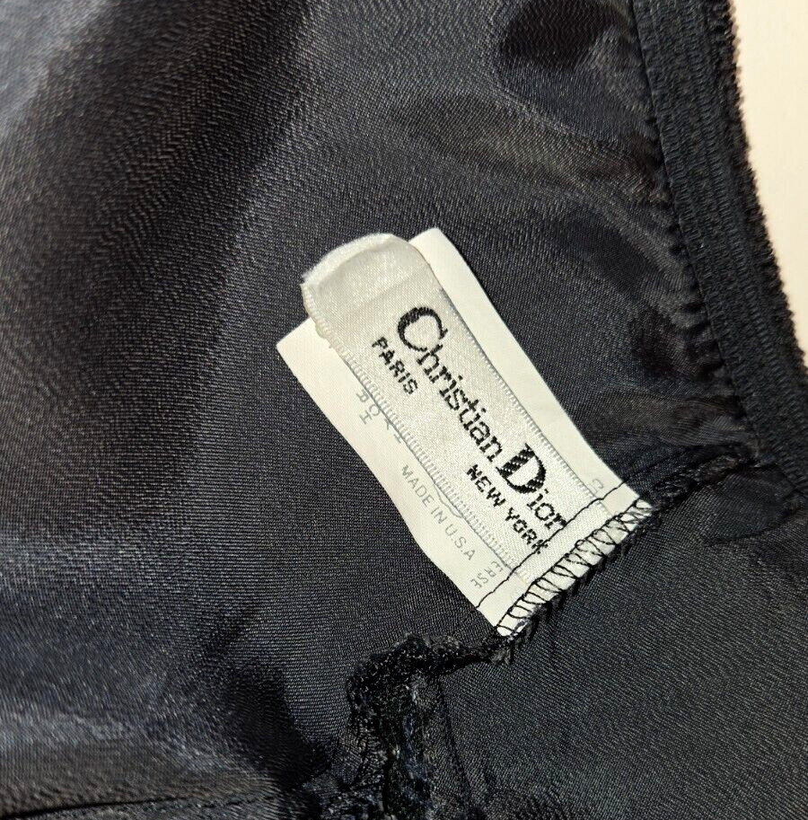 Vintage Christian Dior Midnight Blue / Black Lacey Hi Cut Panties Size 5