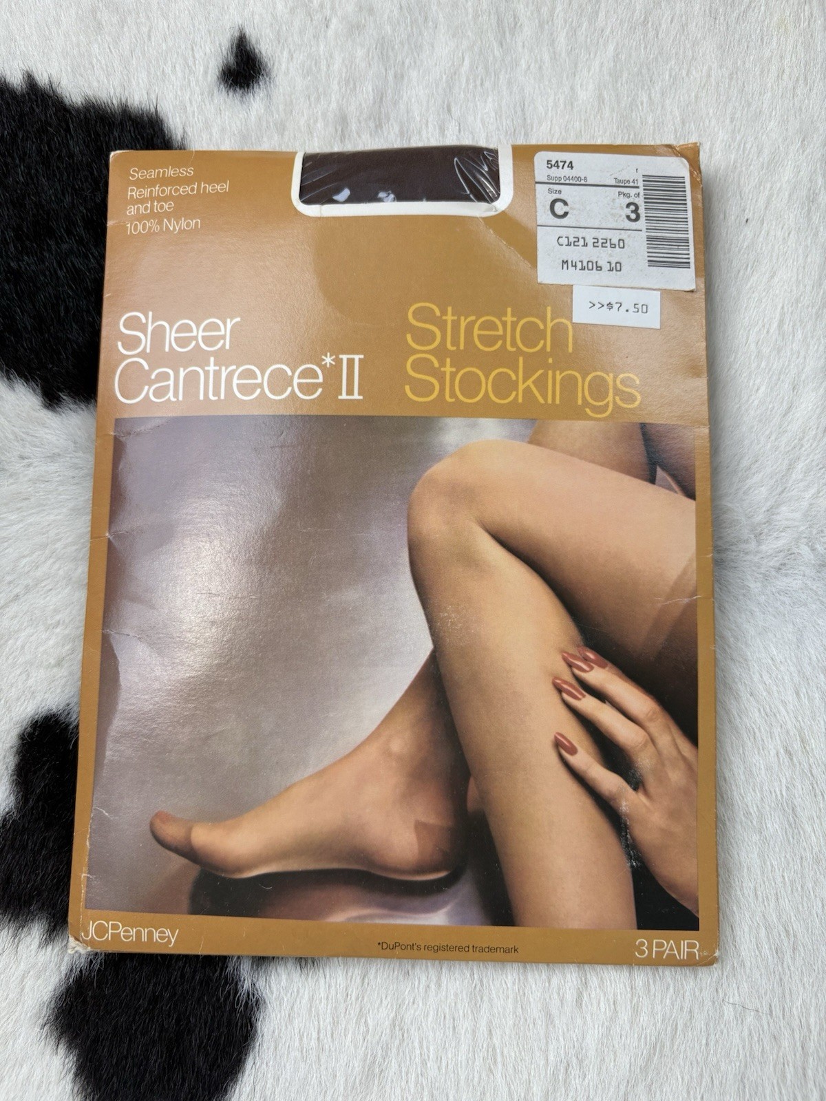 Vintage JCPenney Sheer Cantrece II Stretch Stockings Size C Pack of 3 Taupe 41