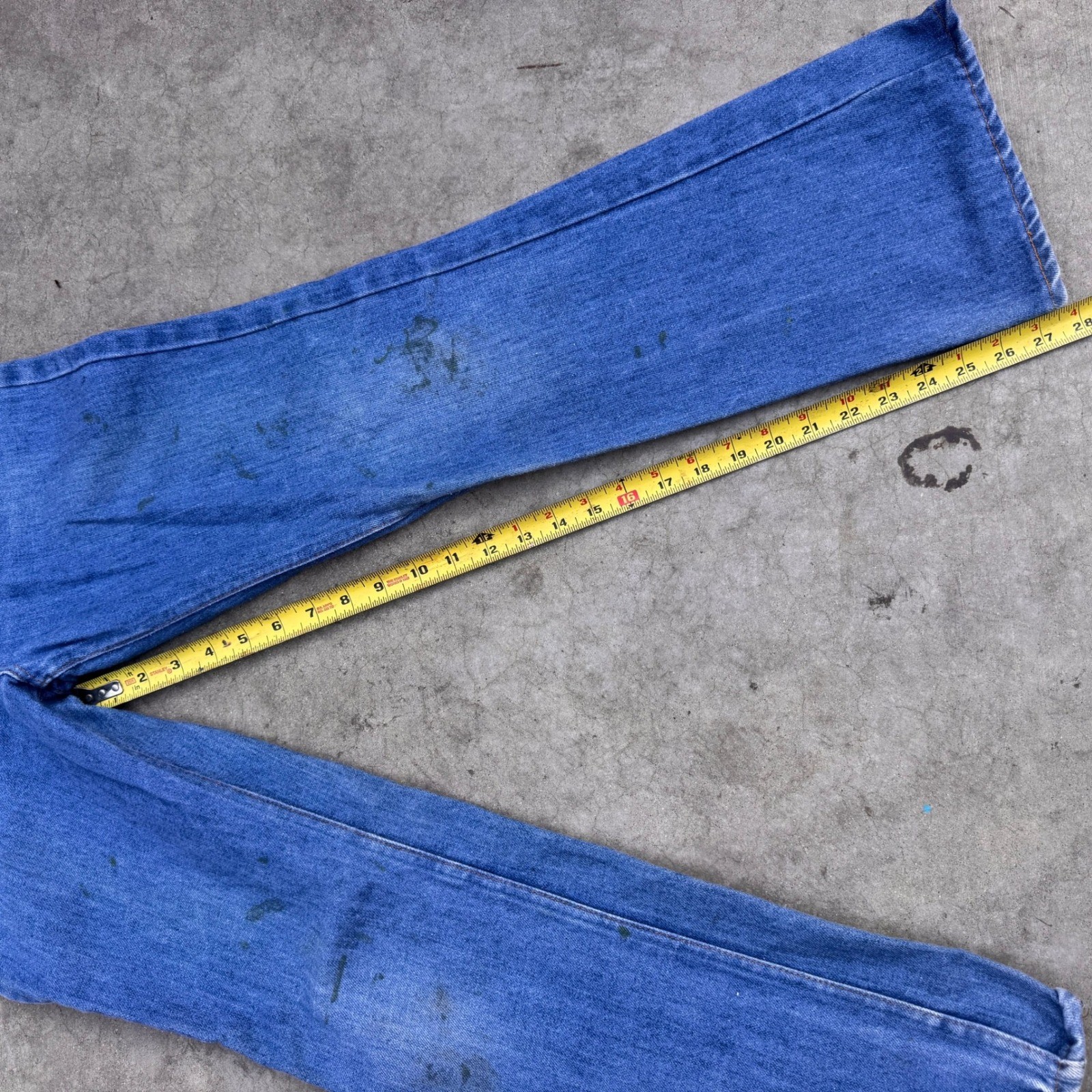 Vintage 70s Flared Jeans Jcpenny Plain Pocket Distressed Size 28×28 High waisted