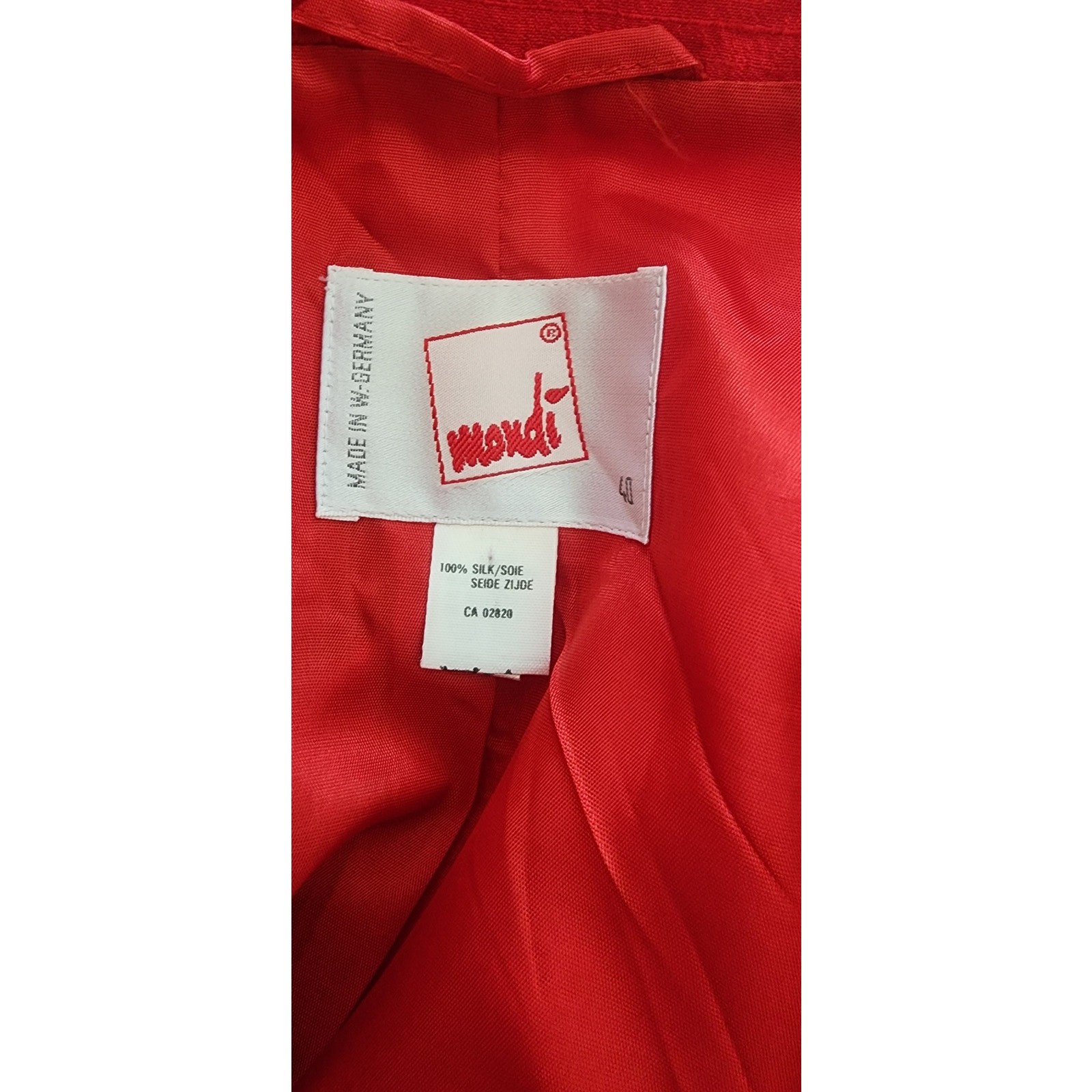 Vintage 1990s Mondi Blazer Silk Colorblock Double Breasted Red Pink Jacket