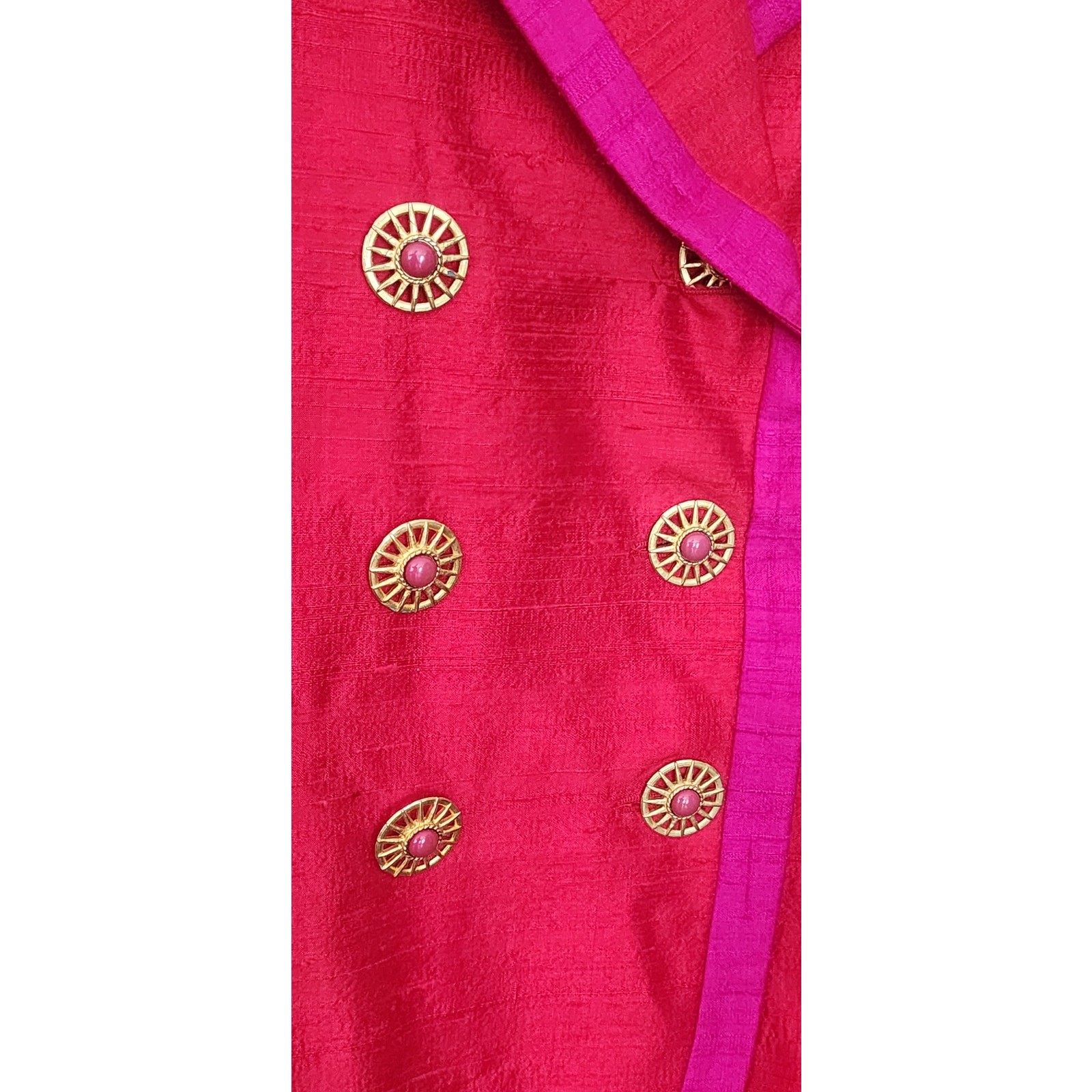Vintage 1990s Mondi Blazer Silk Colorblock Double Breasted Red Pink Jacket