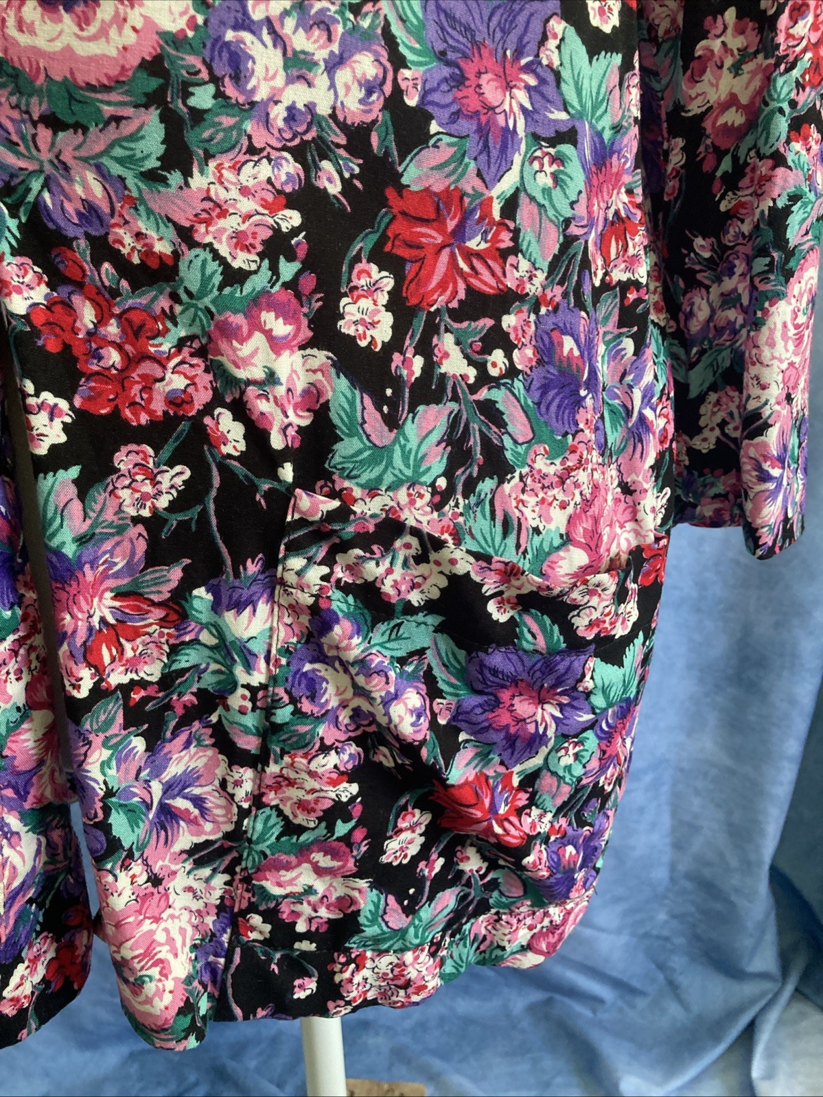 VTG 80s Sag Harbor Floral Blazer Jacket 10 Rayon USA Longline Whimsygoth Avant