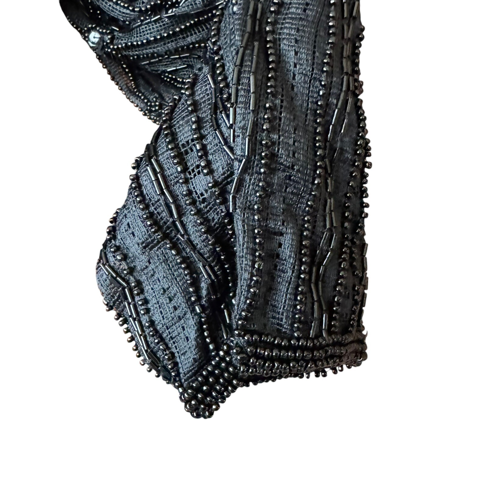 Vtg 80s Judith Ann Creations Cache Flapper Style Full Beaded Dress Black Small
