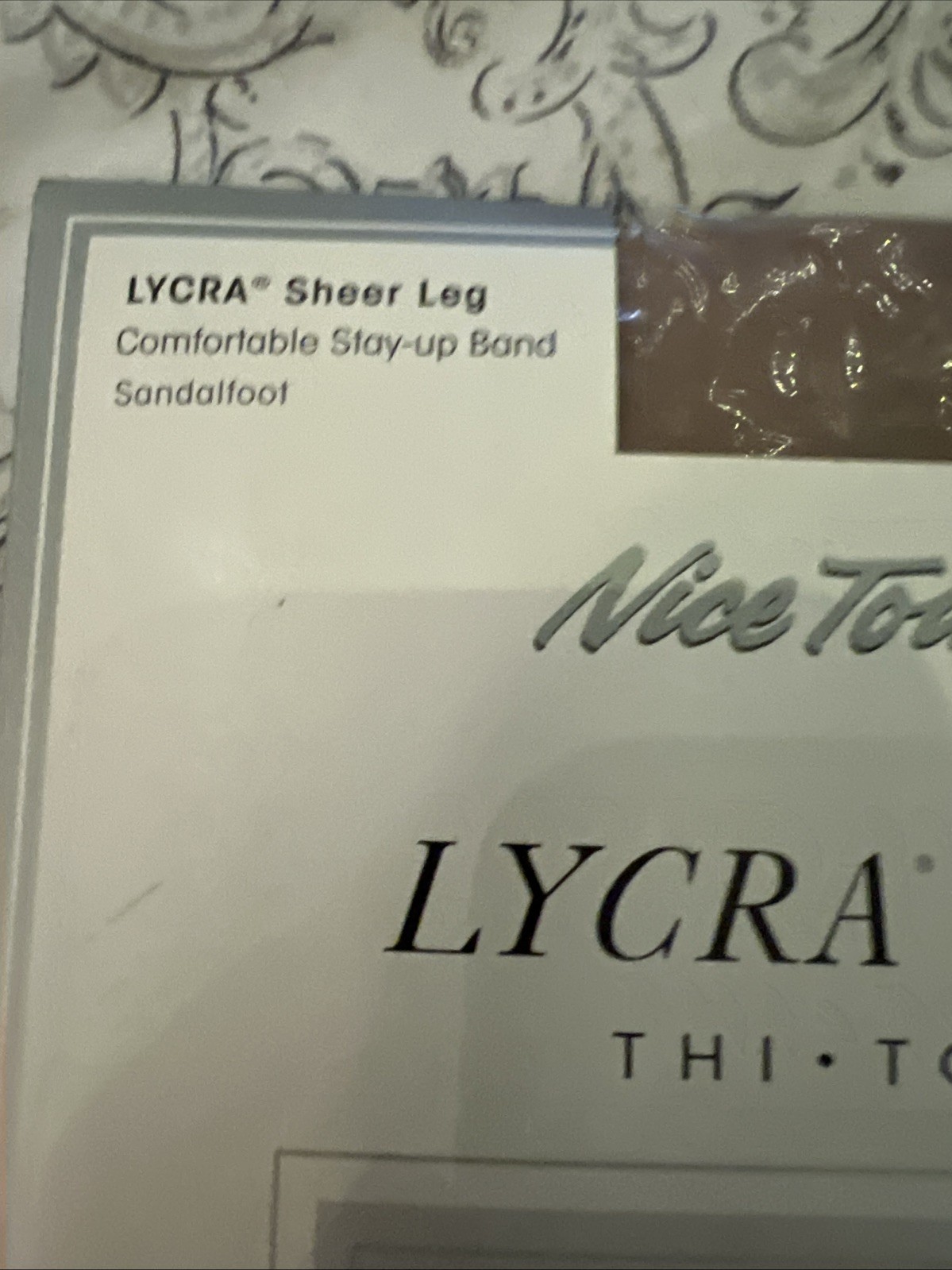 Vtg Sears Nice Touch Lycra Sheer THI TOP Stockings Light Taupe Sz C Sandlefoot