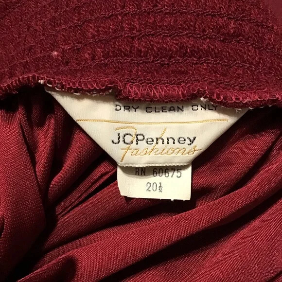 Vintage JCPenney Fashions Wine Sequin Neck Dress 20 1/2