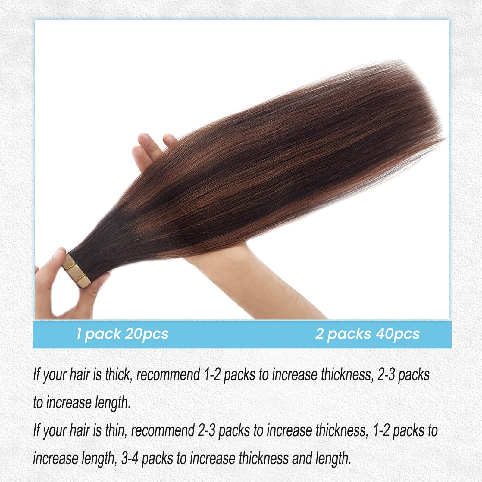 Tape in Hair Extensions Ombre Brown Highlight Light Yaki Straight Real Remy Huma