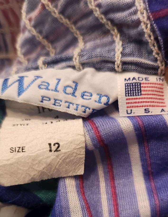 VTG 70s Walden Petites Striped Adjustable Strap M/L Dress Detachable Belt