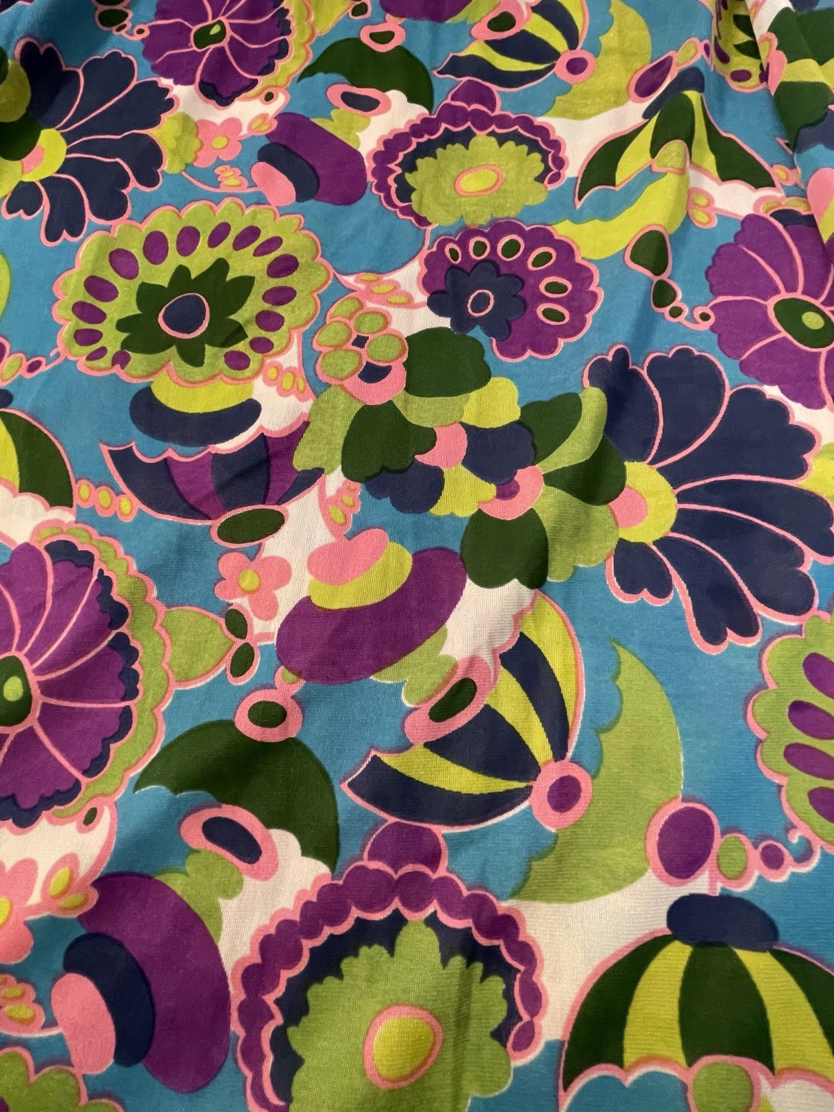 Vintage 60-70s Era Midge Grant Blue Multicolor Floral Sleeveless Maxi Dress 10