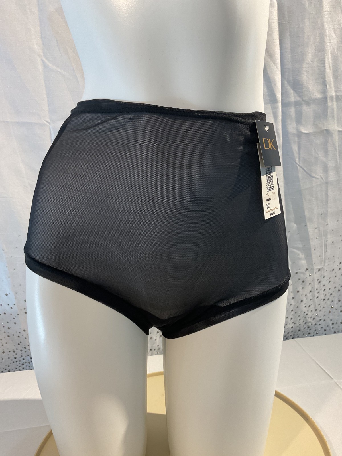 DONNA KARAN Intimates vintage NWT BLACK Sheer Brief Panties size L large