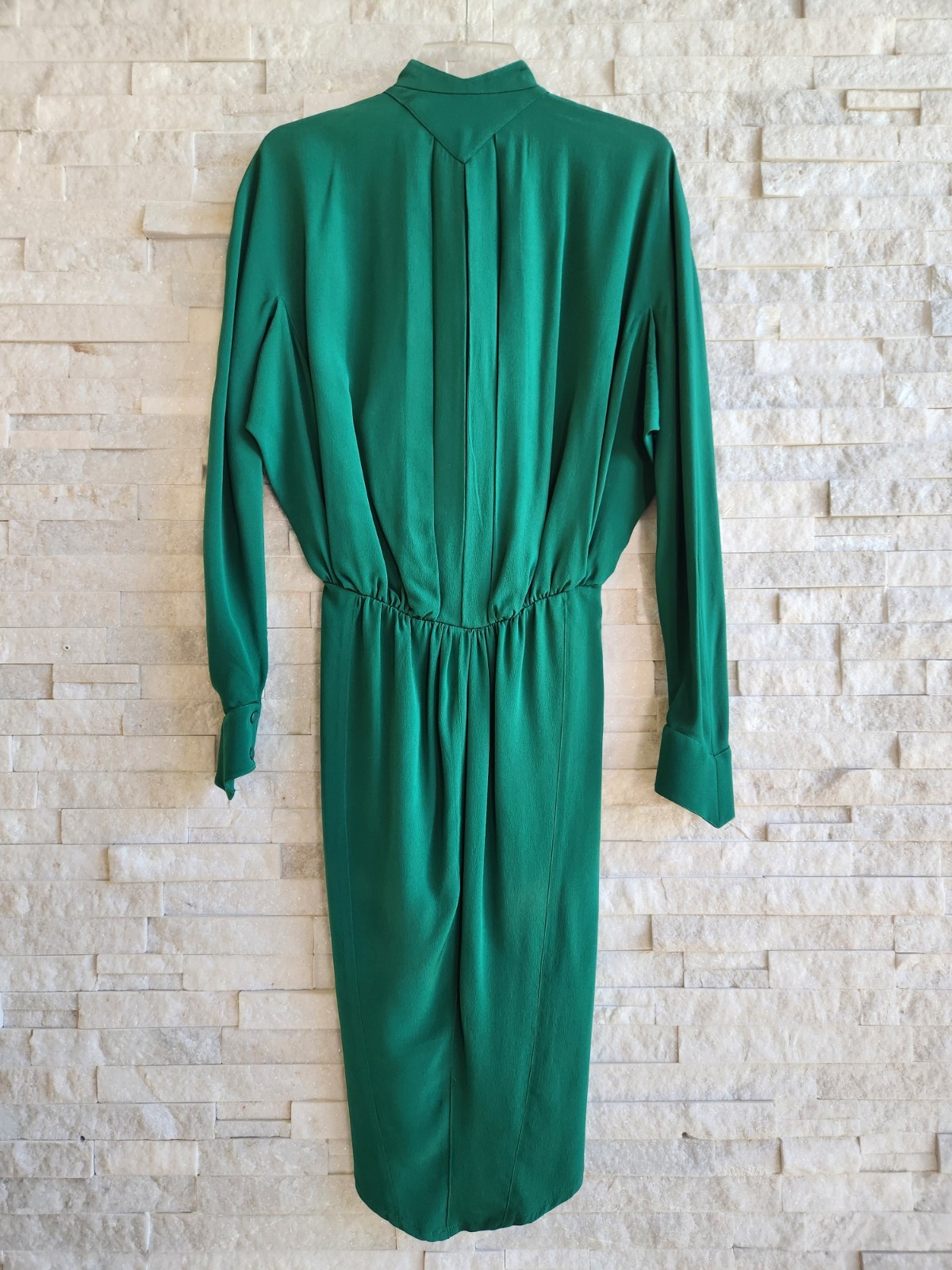 Vtg THIERRY MUGLER Paris Dress FR 38 Emerald Green Archival Sculptural 80s 90s