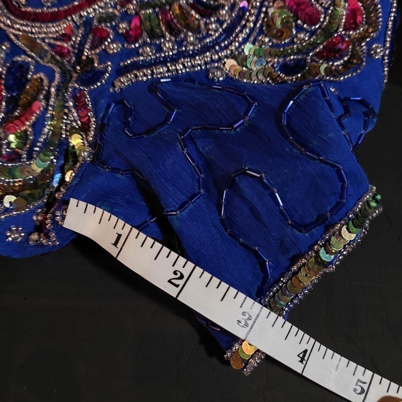 Vintage 100% pure silk blue fully beaded dress.
