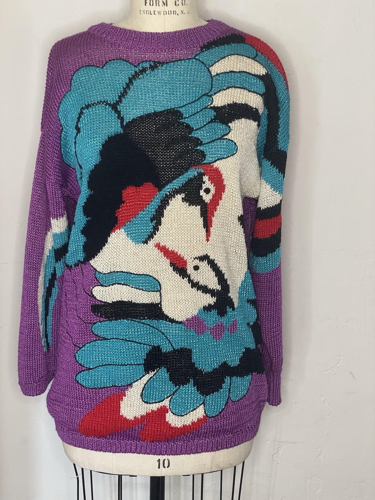 Vintage 1980’s Vibrant Bird Sweater Silky Knit