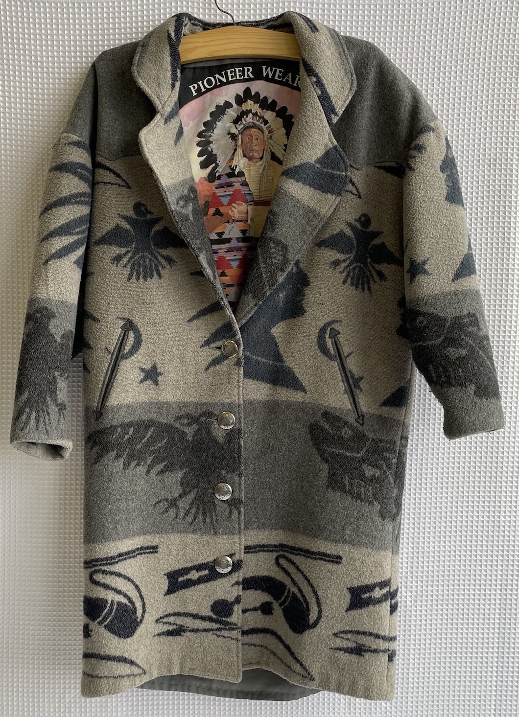 Vintage Pioneer Wear Matthew Stavrowsky Aztec Southwest Wool Coat Womens Sz M