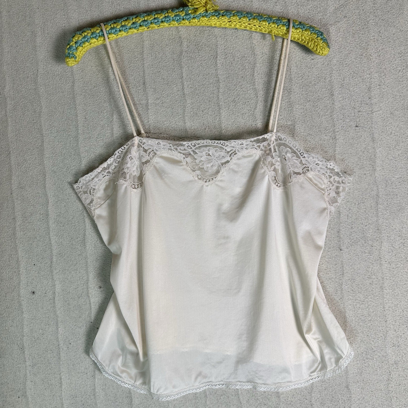Vintage Wonder Maid Champagne Pink Slip Cami Lace Nylon Union USA Sz 38 /L
