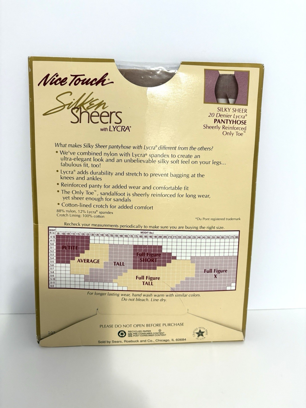 Nice Touch Silken Sheers Average Nude 20 Denier Lycra Pantyhose Stockings