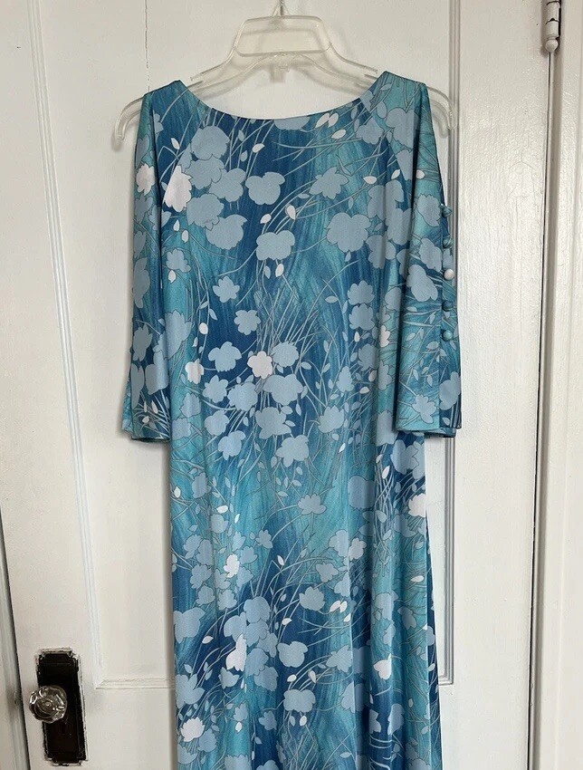 VTG 60s 70 Kiyomi Of Hawaii Hawaiian Maxi Dress Size 8 Kaftan Muumuu Luau Floral