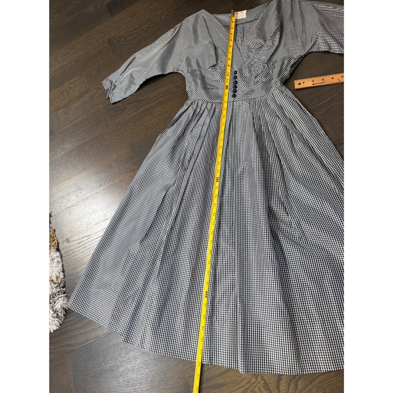 Vintage Original 40s 50s Jay Day Gingham Dress Fit Flare Cottagecore Americana