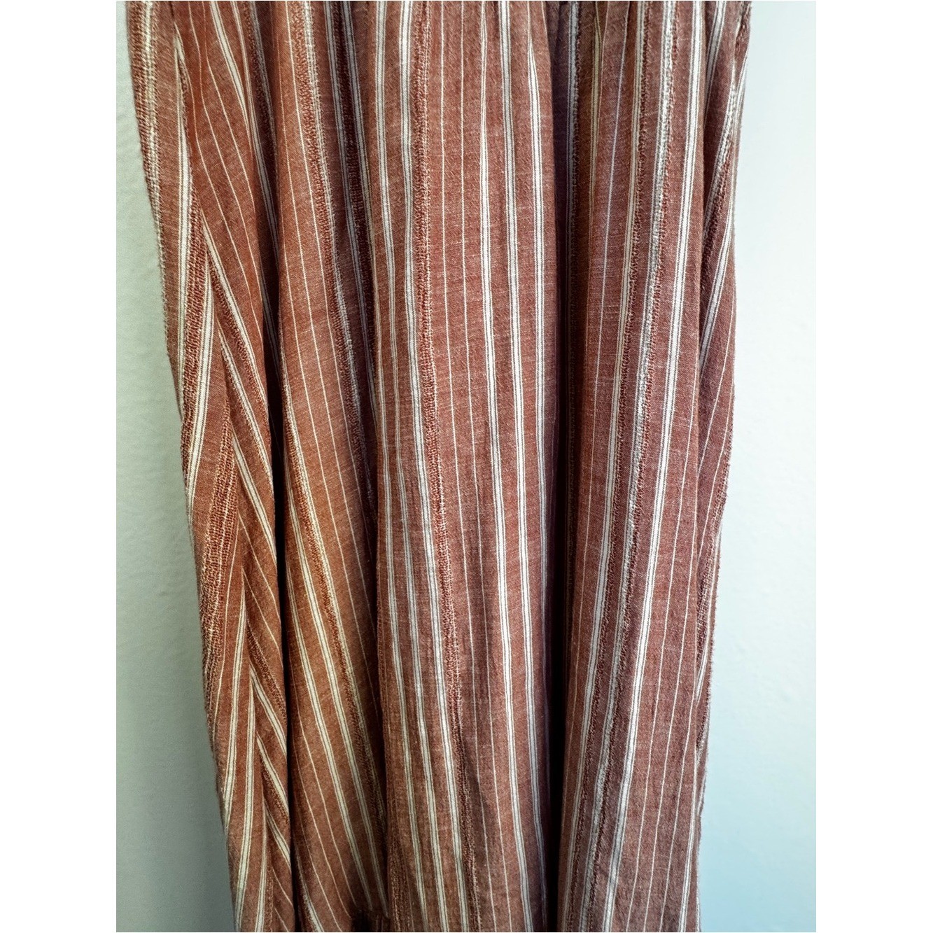 Old Navy Rust Striped Linen Blend Maxi Dress Medium Boho Cottagecore Summer