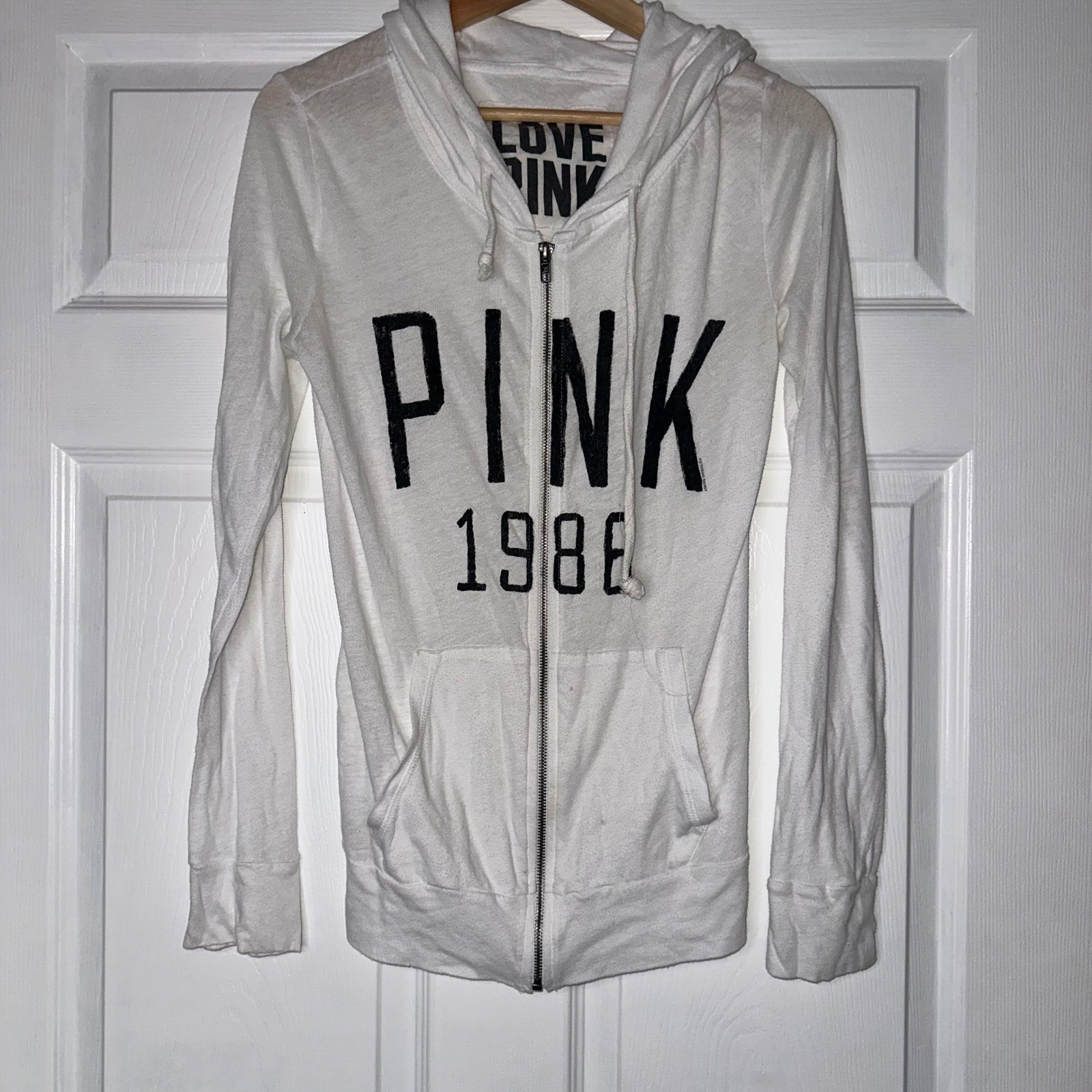 Vintage Victoria Secret Love Pink White Sweater Black Letters Small