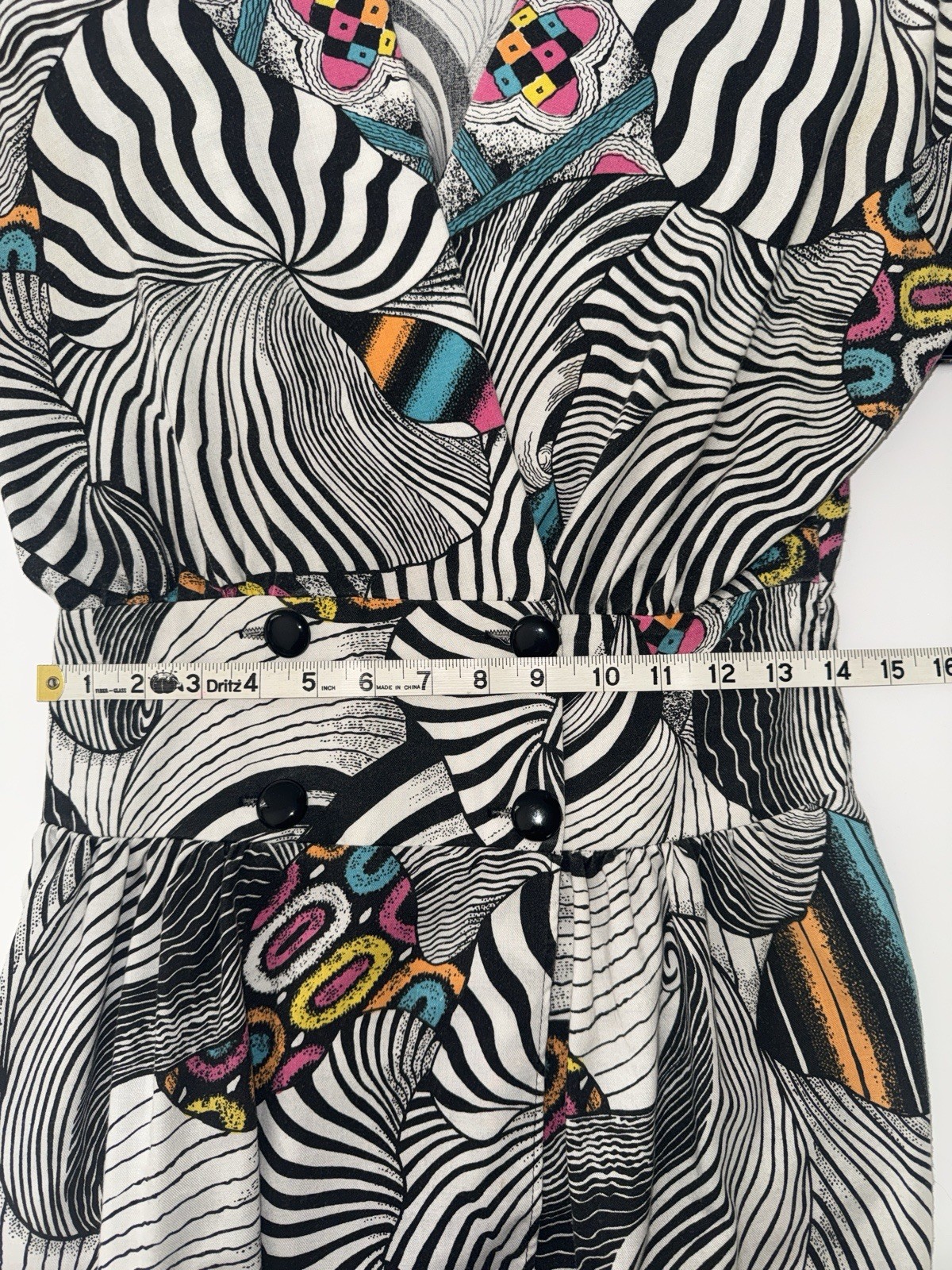 Vintage 80’s Oraré Multi Zebra Colorful Pattern Dress Semi Wrap Style
