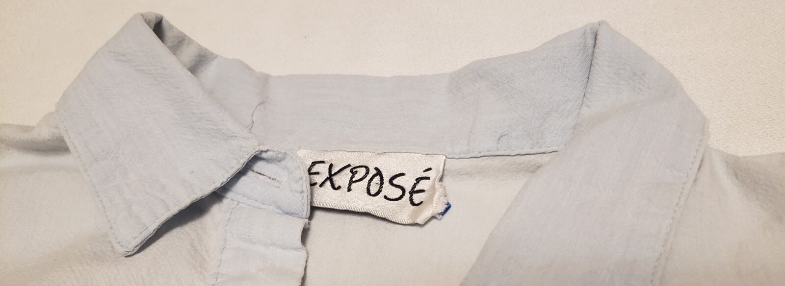 1990s Expose Button-down Shirt XL Light Blue Soft Denim / White Sheer