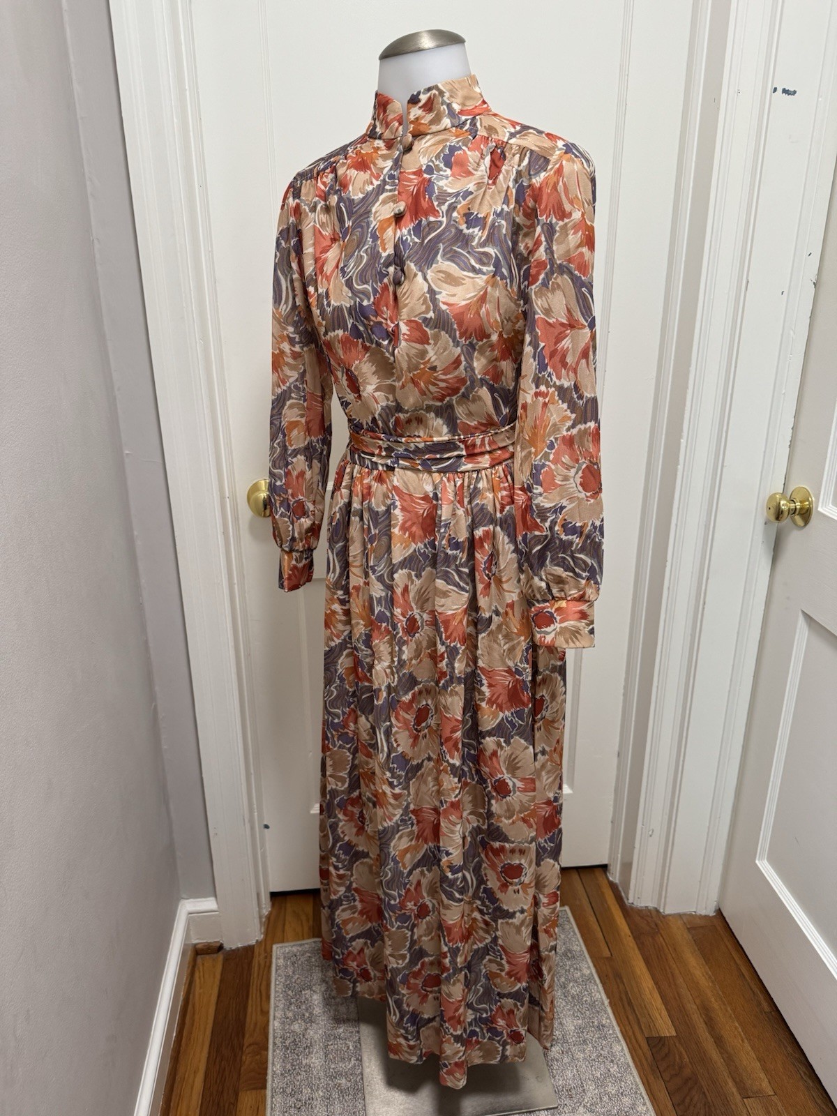 Vintage 70s Bleeker Street Jonathan Logan Floral Maxi Dress ILGWU Union Made 10