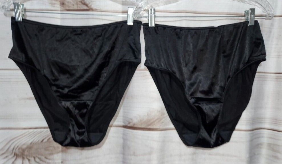 2 VTG Lane Bryant INTIMATES HiCut BLACK Liquid Satin Side Tag Plus 18 20