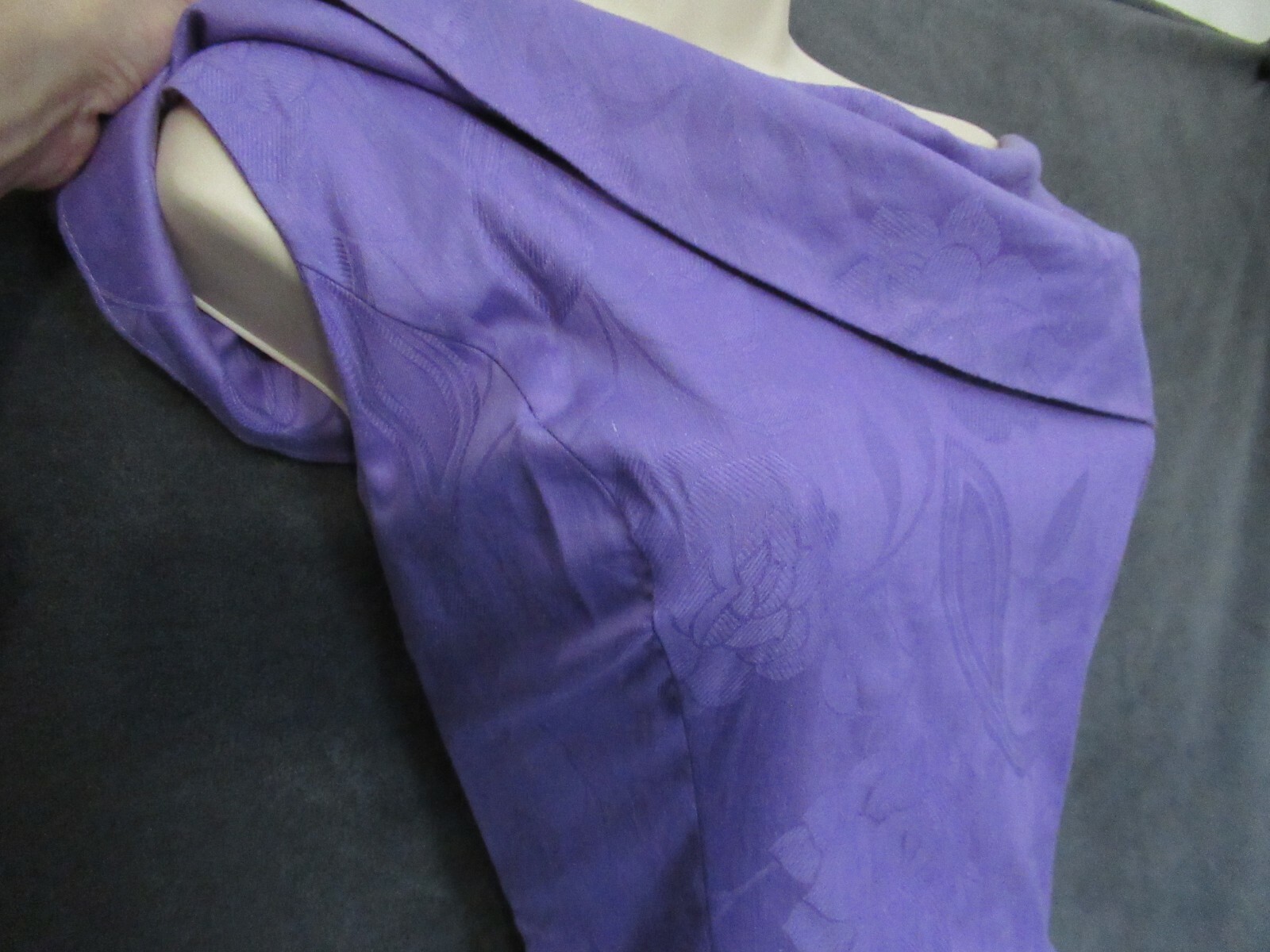 80’s Vintage Alison J. Lavender Floral Cotton Off Shoulder Debutante Party Dress