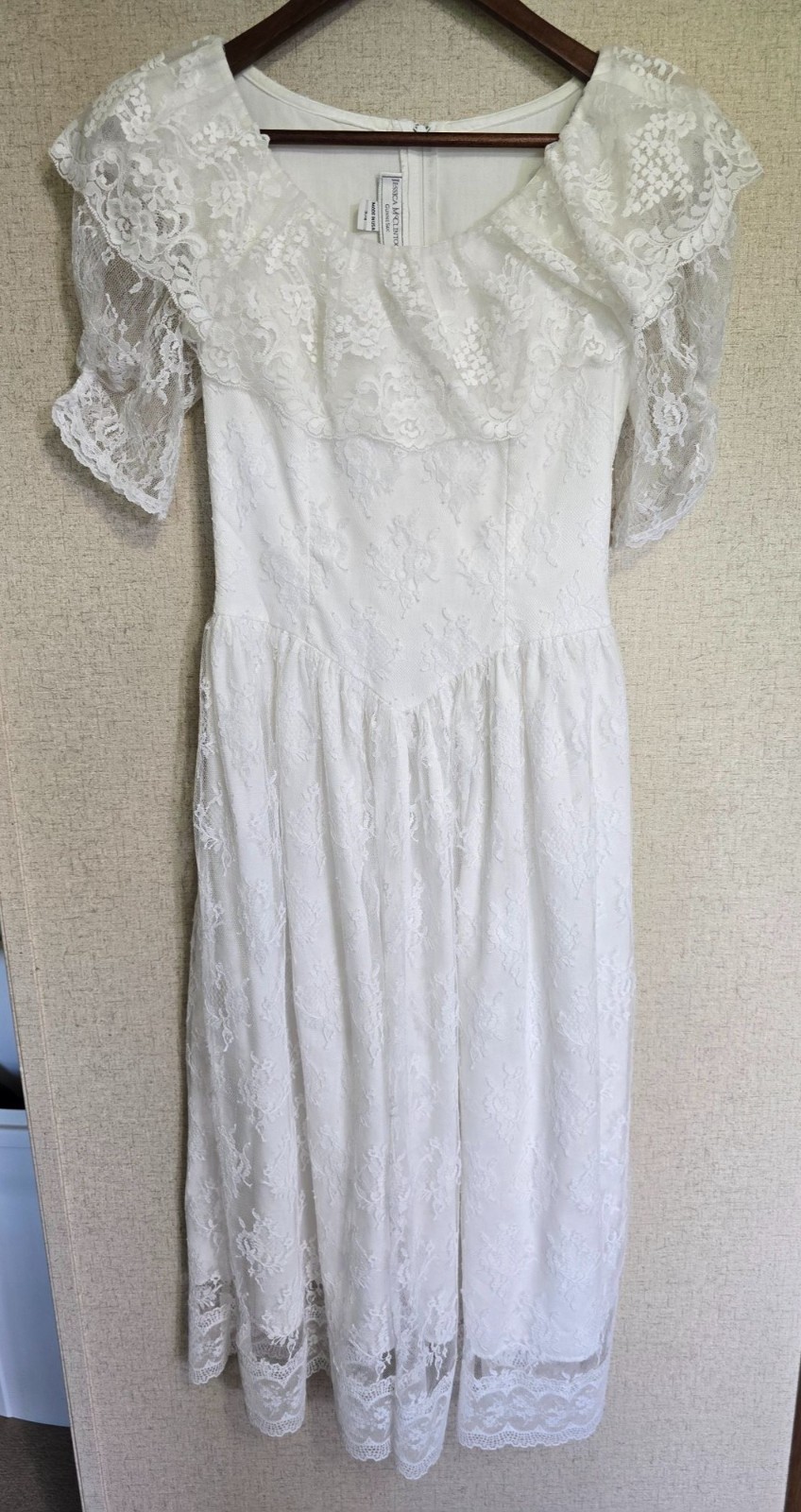 Jessica McClintock Gunne Sax Size 3/4 White Lace Prairie Dress Wedding