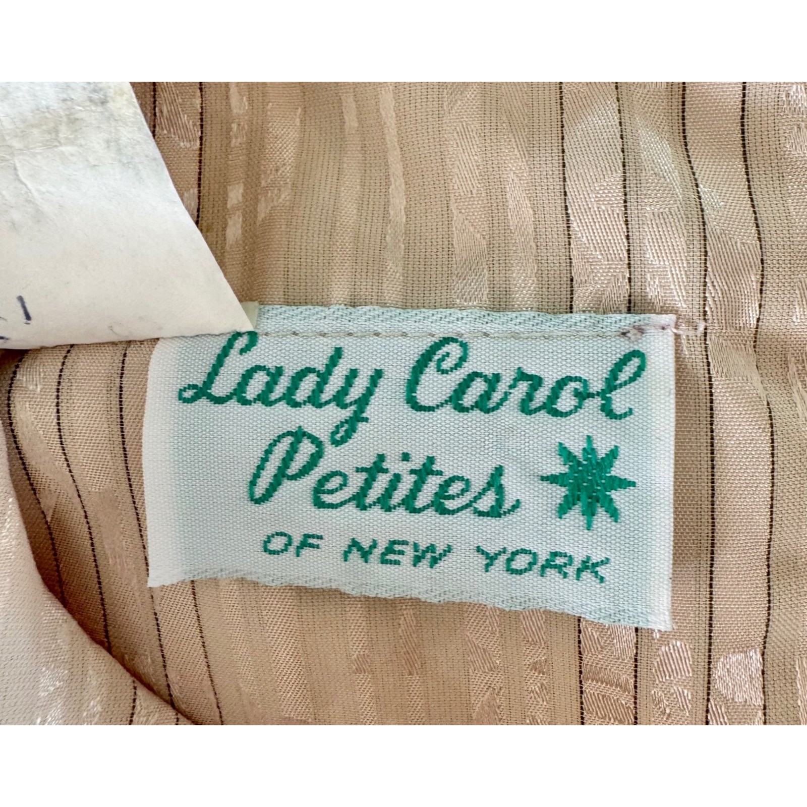 Lady Carol Petites Dress Womens 6 Pink Champagne Jacquard Stripe Blouson Vintage