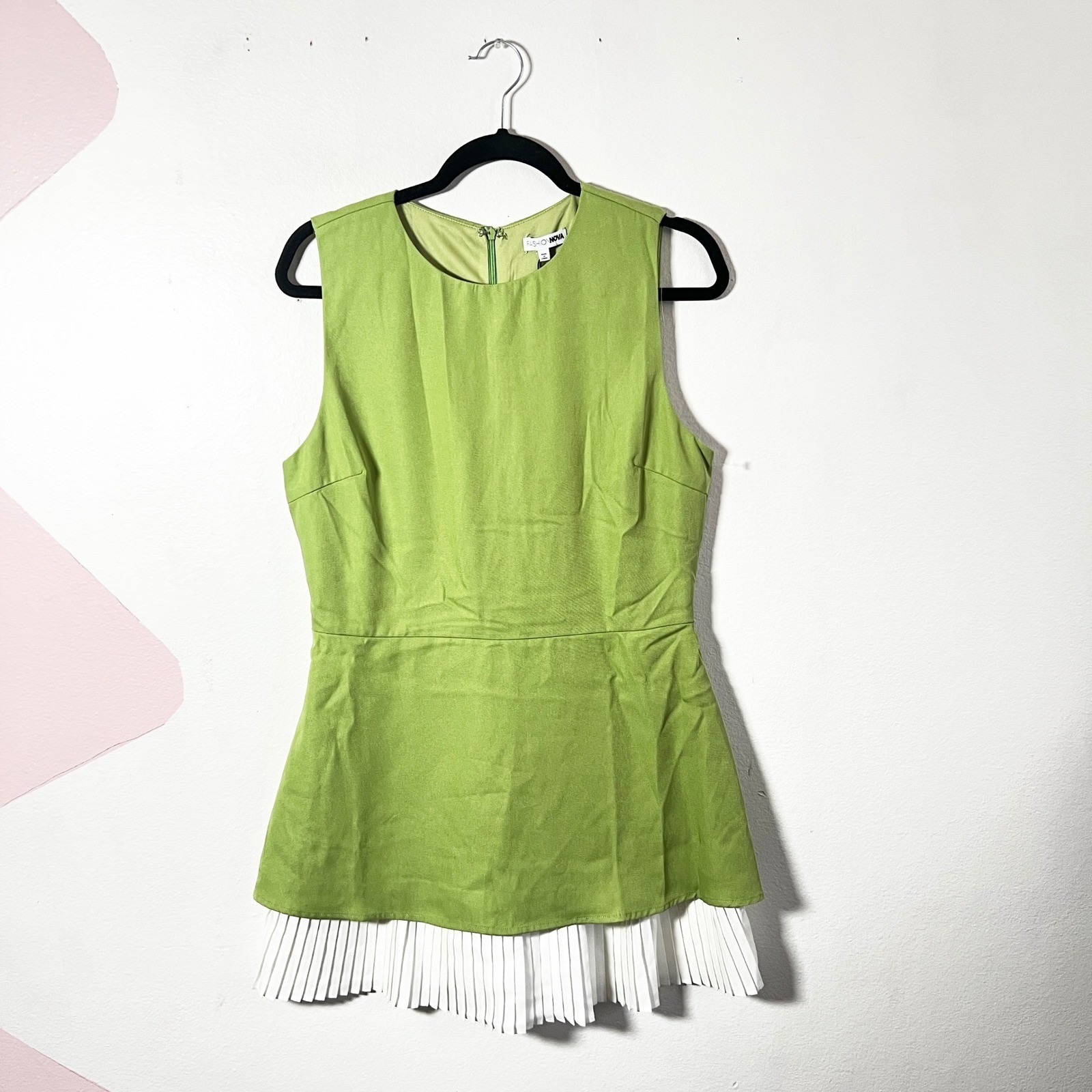 Fashion Nova Pleated Mini Dress Sz Large Retro Preppy 60s Inspired
