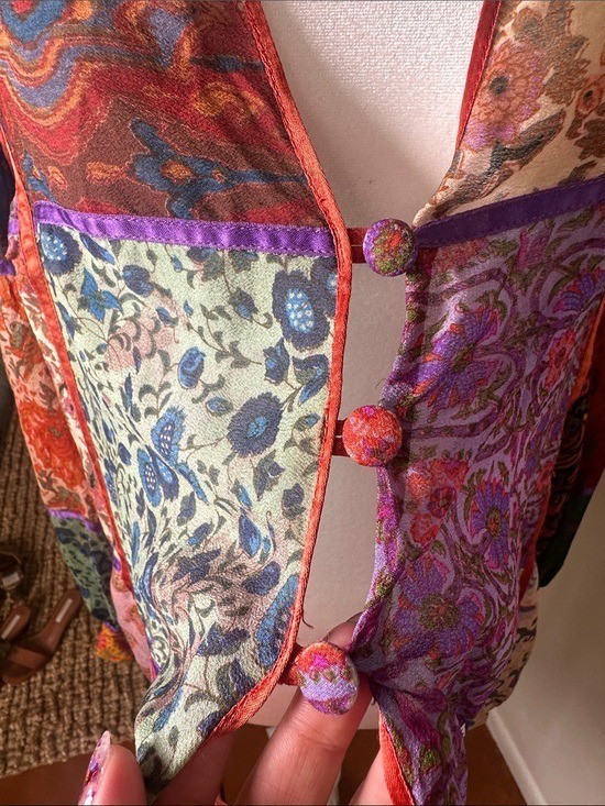 Vintage Judith ann creations patchwork silk sari blouse