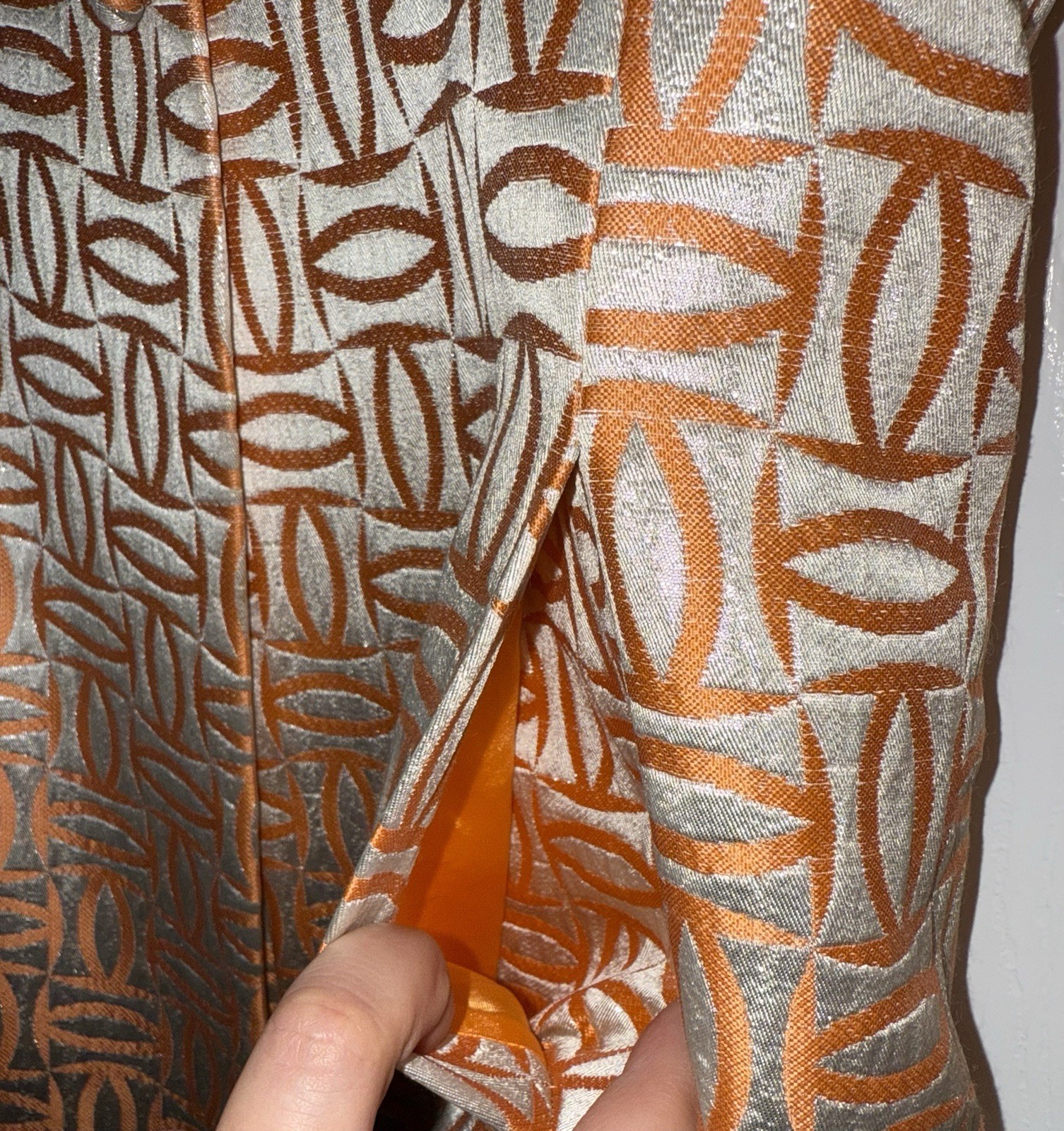 1960s MALCOLM STARR DESIGNER Vintage Metallic Jacquard Mod Dress + Jacket Set SM