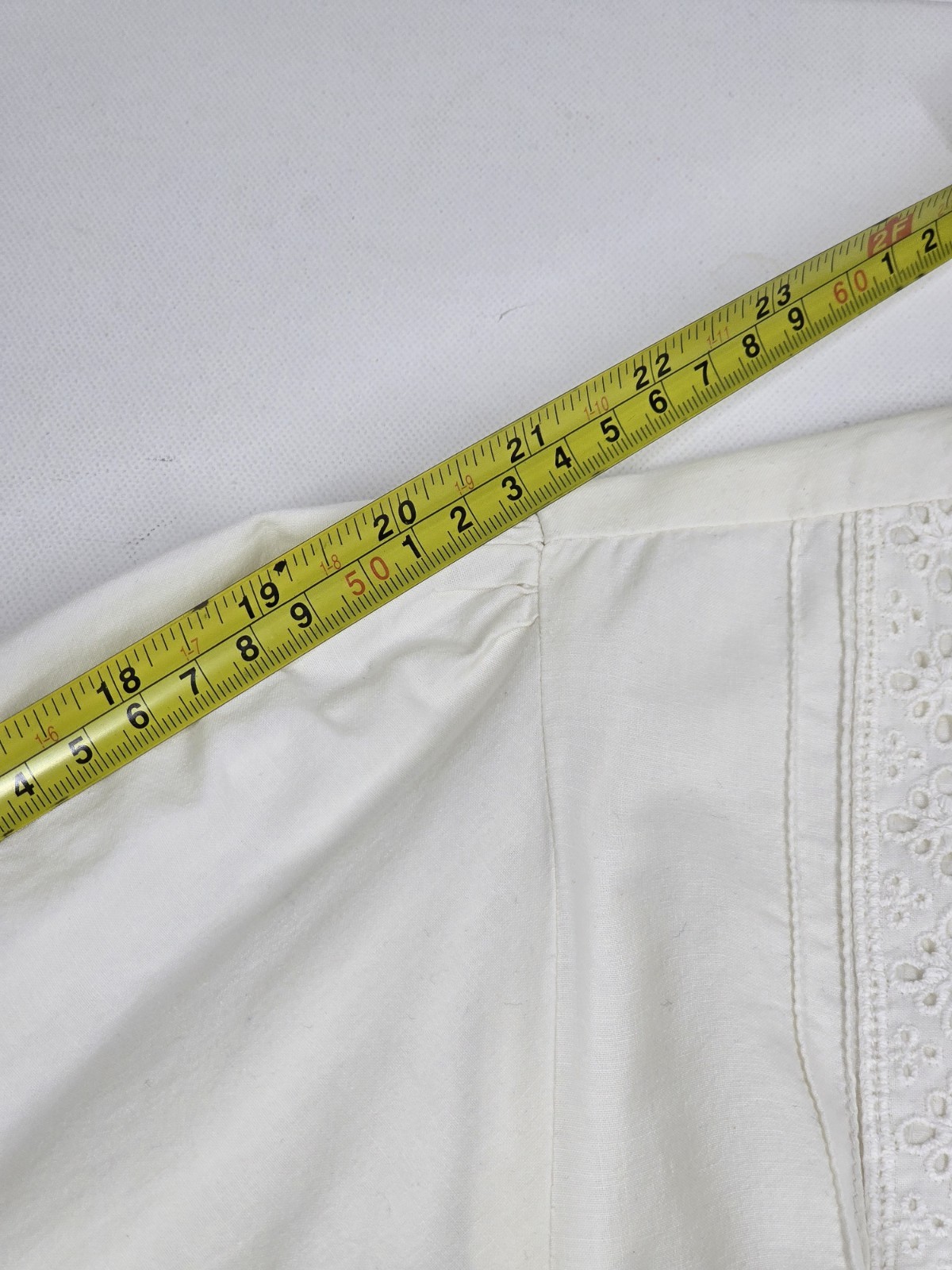 Powell Craft Nightdress Vtg Victorian Ivory Eyelet Lace Bib Trim 100% Cotton OS