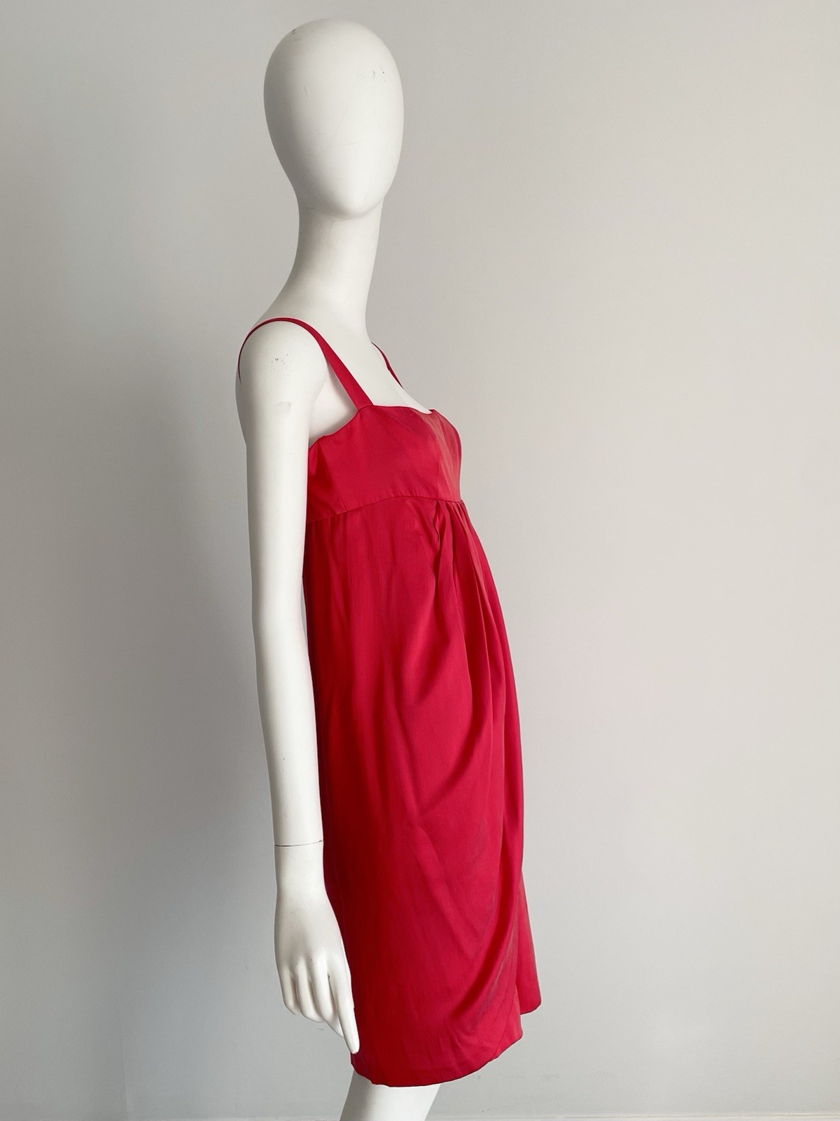 Chloe 1990s Vintage Red Silk Tulip Dress Empire Waist Babydoll Spring Summer