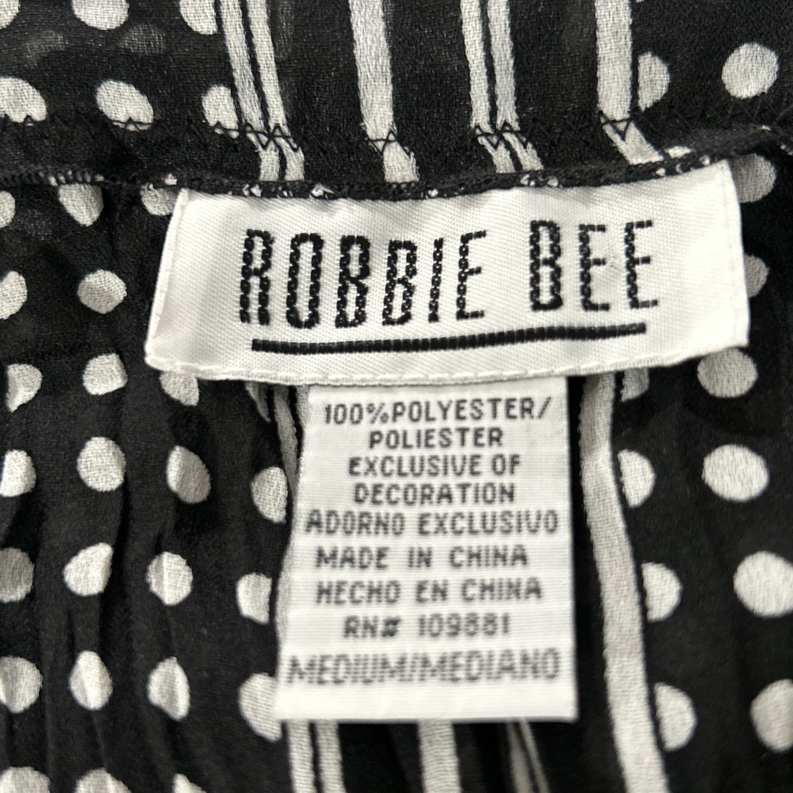 VNTG~ Y2K Robbie Bee Womens Tie Front~Black~White Blouse~Lace~Fairy Whimsy~Sz M