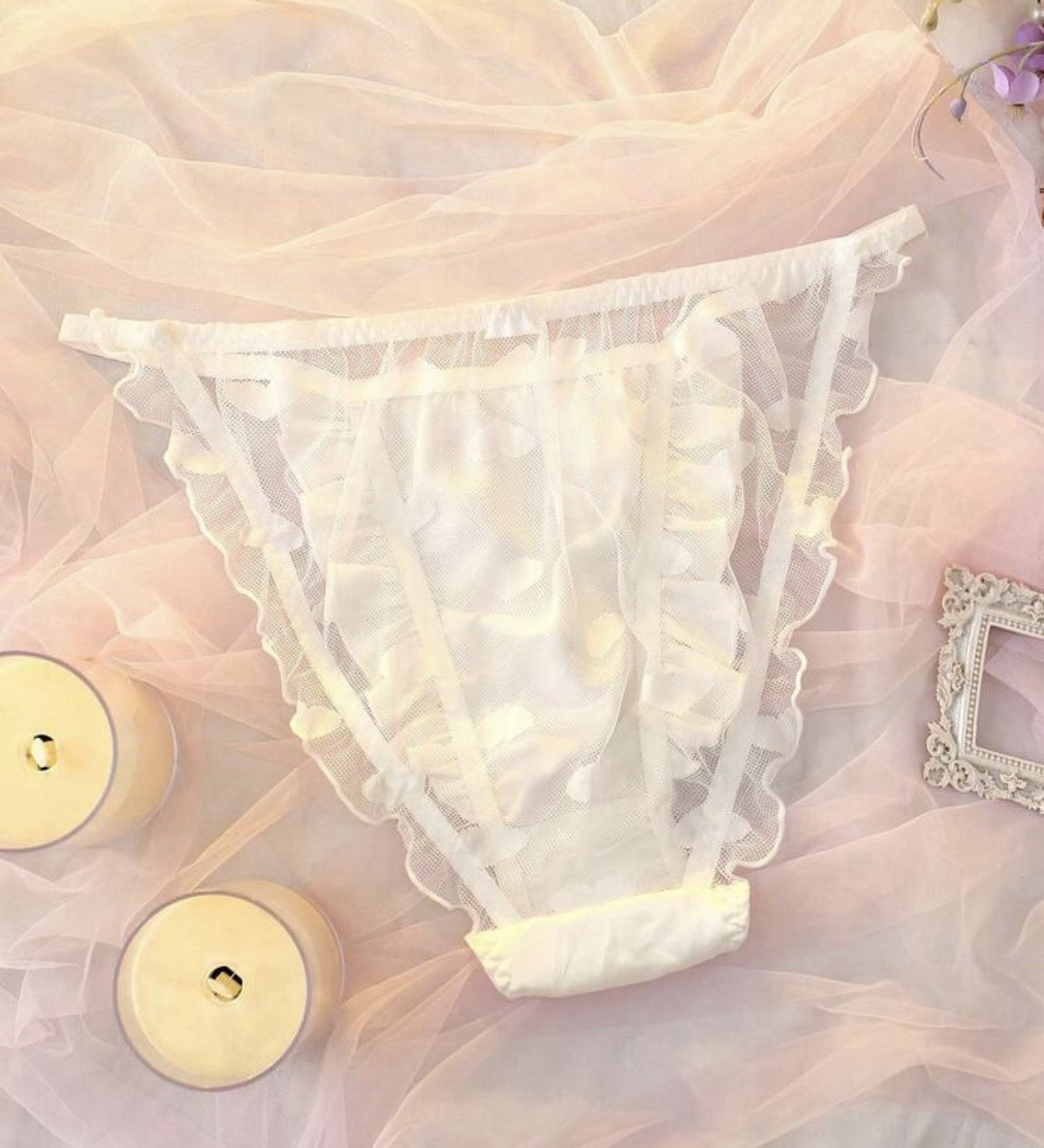 VTG 90’s Style Satin Bridal String Bikini Lolita Chiffon Panties PLUS 4XL NEW
