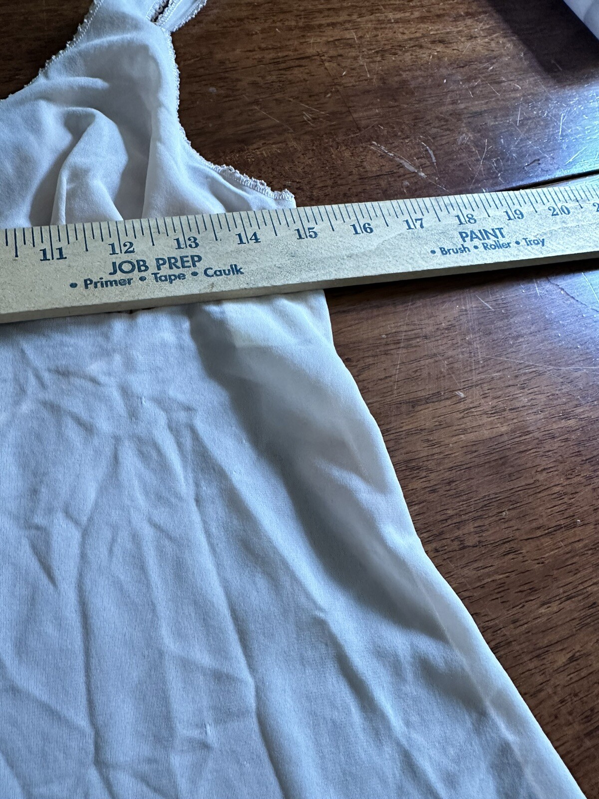 VTG 70s Vassarette Full Slip Dress Sheer Nude Lettuce Edge 34A