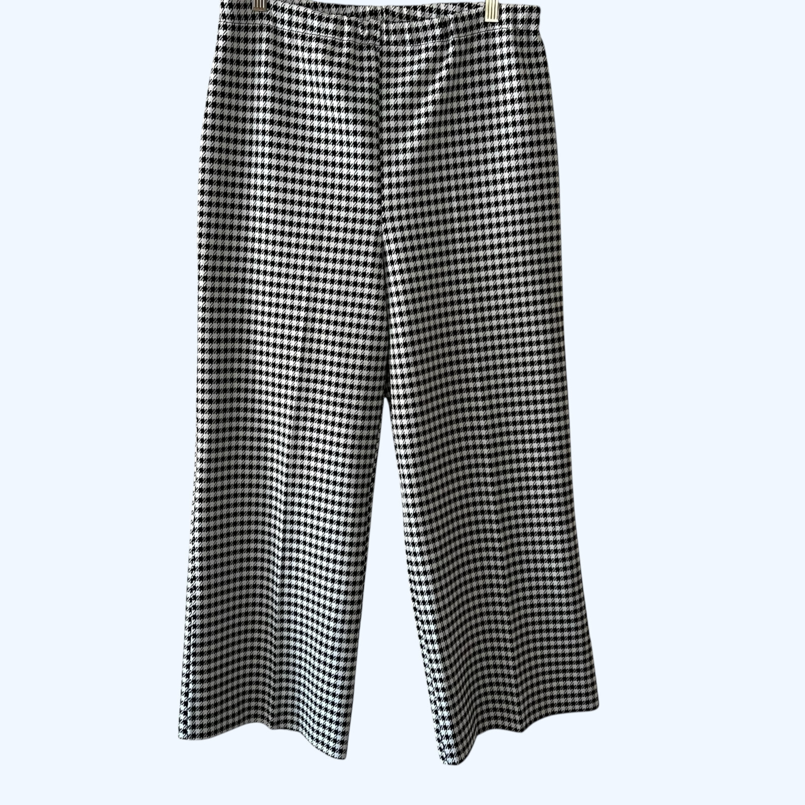 Vtg 70s Houndstooth Wide Leg Pants, Bogart of Texas, Size Estimate Large