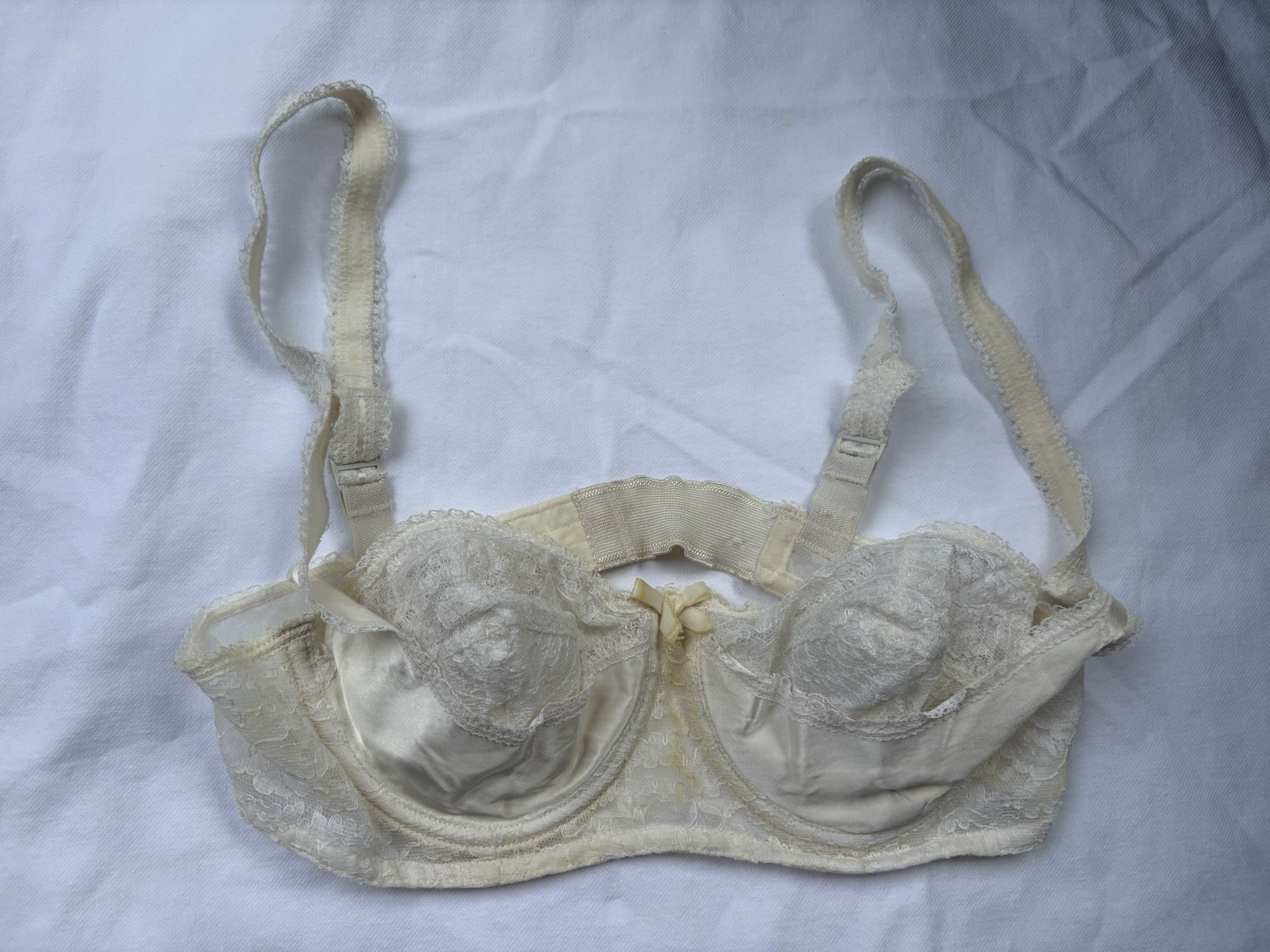 Vtg 1950s Hollywood Maxwell Renoir Whirlpool Bra Lace Bullet Pinup Cream 32B