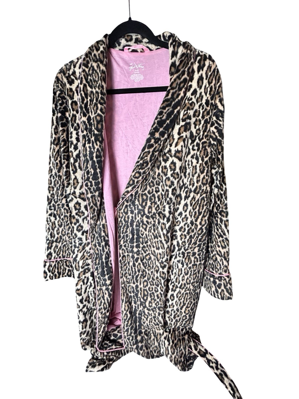 Vintage Nick & Nora Bathrobe Size XL/XXL Brown Pink Leopard Animal Print Belted