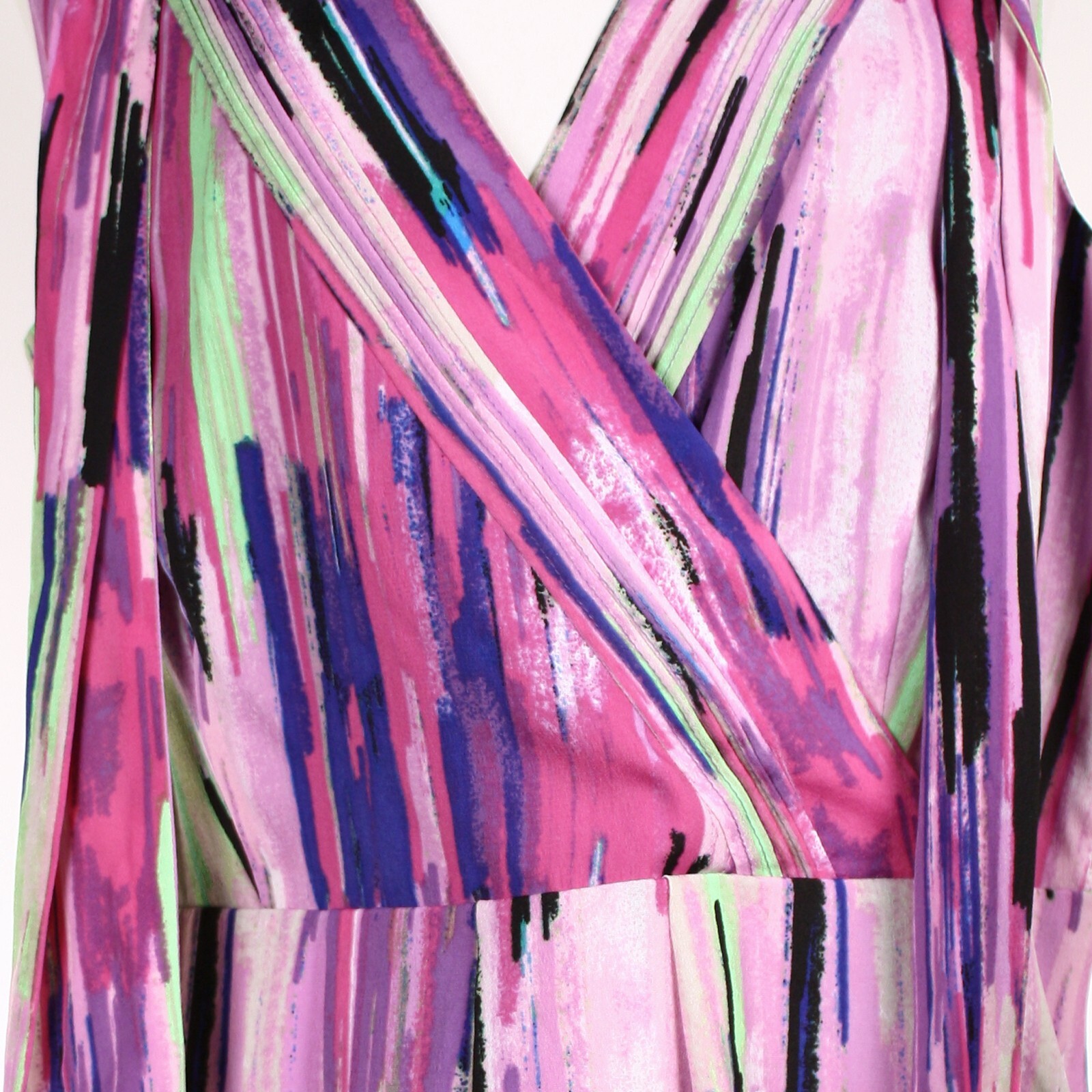 Vintage Catherine Malandrino Colorful Sleeveless Wrap Sash Dress Size 8 -Hey Viv